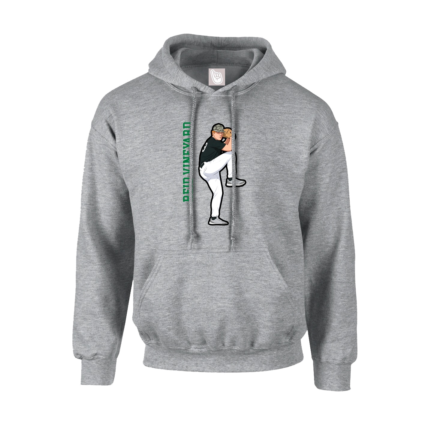 Hoodie — Name Vertical in Grey