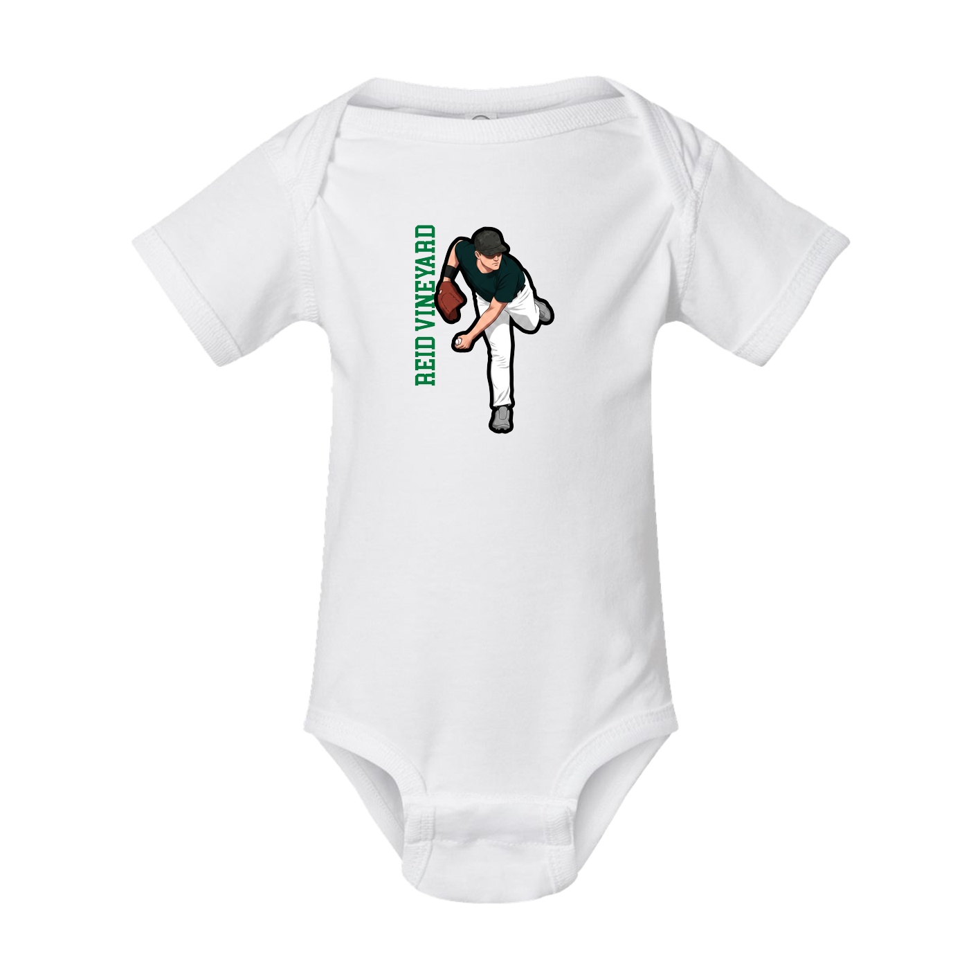 Baby Onesie — Name Vertical in White