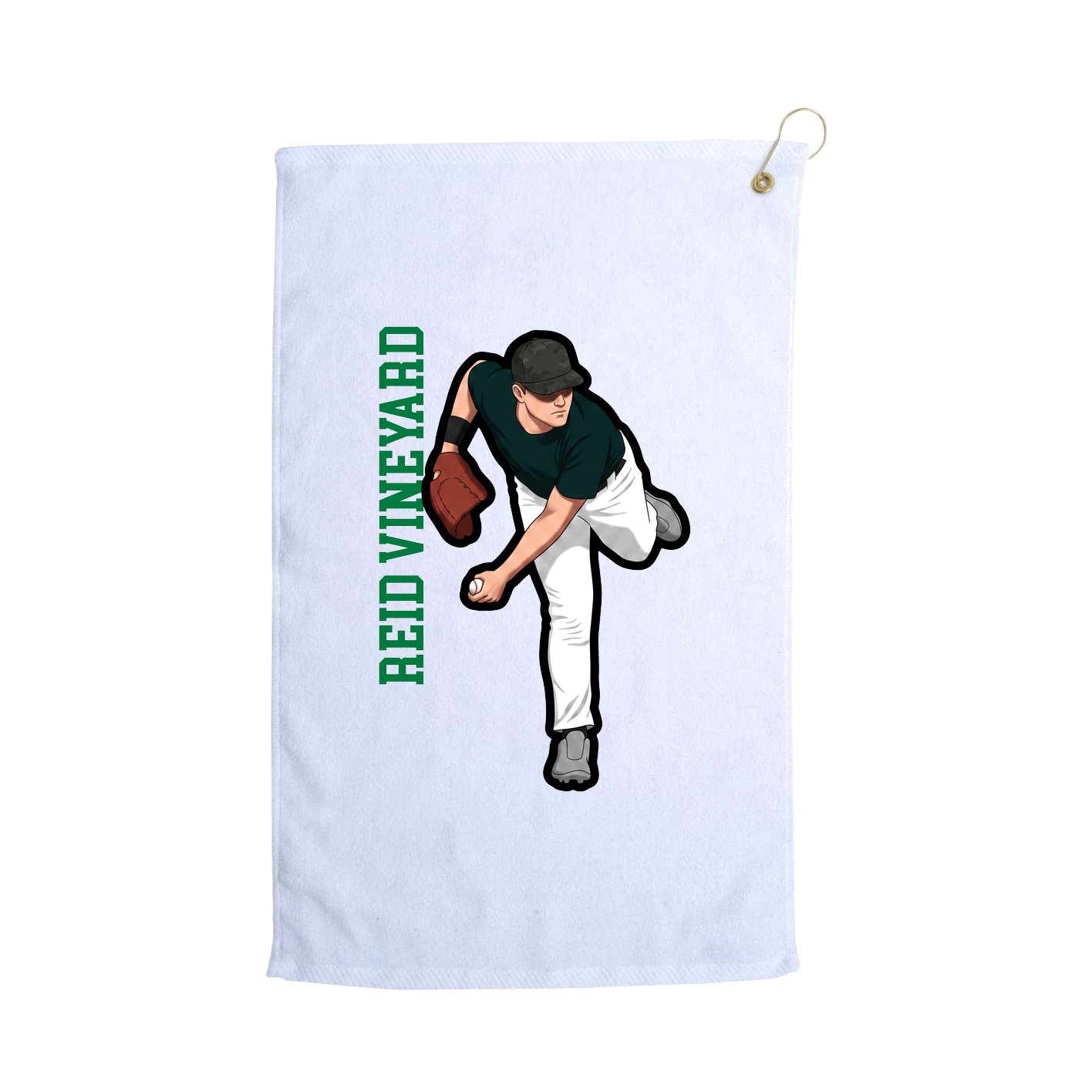 Golf Towel — Name Vertical in White
