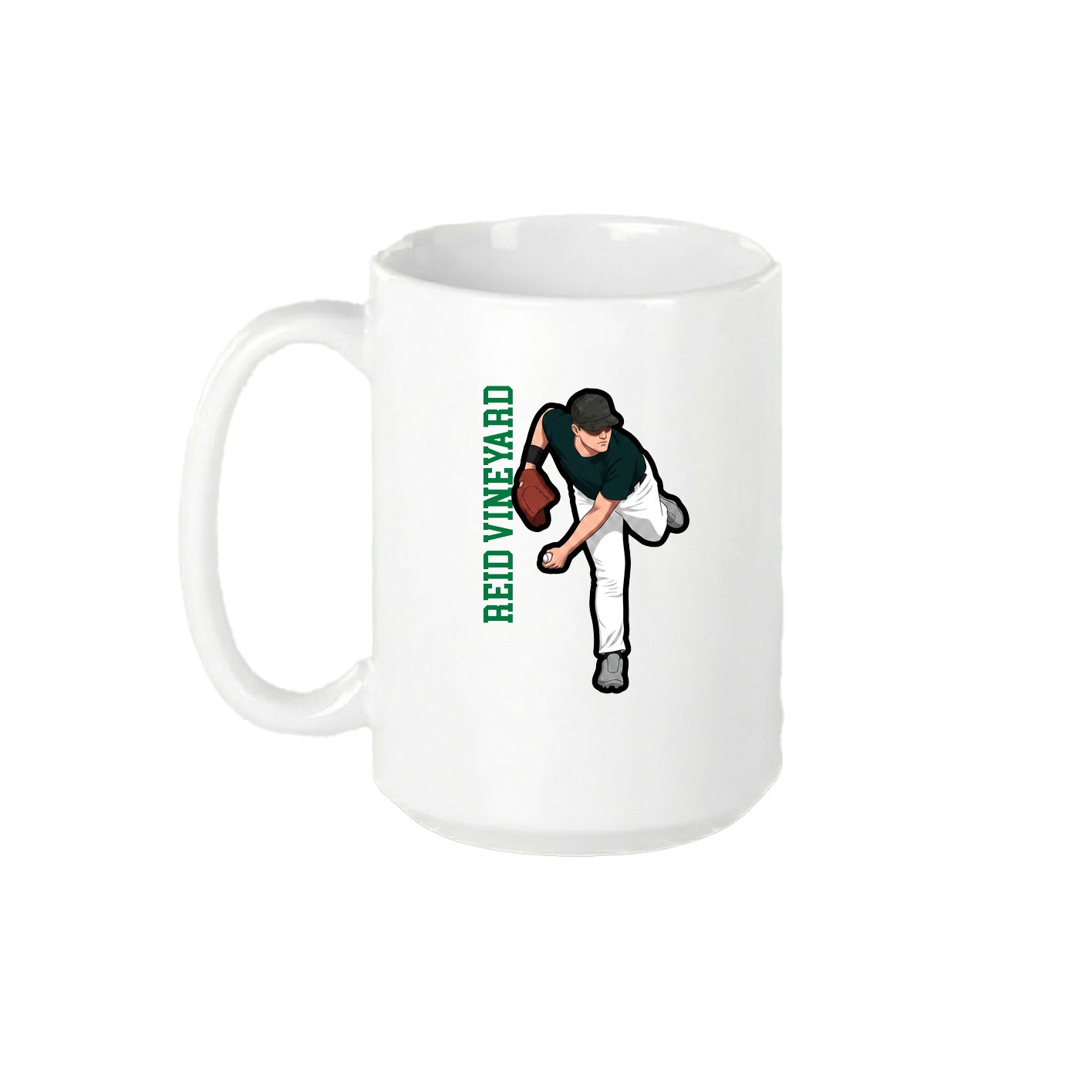 15oz Coffee Mug — Name Vertical in White