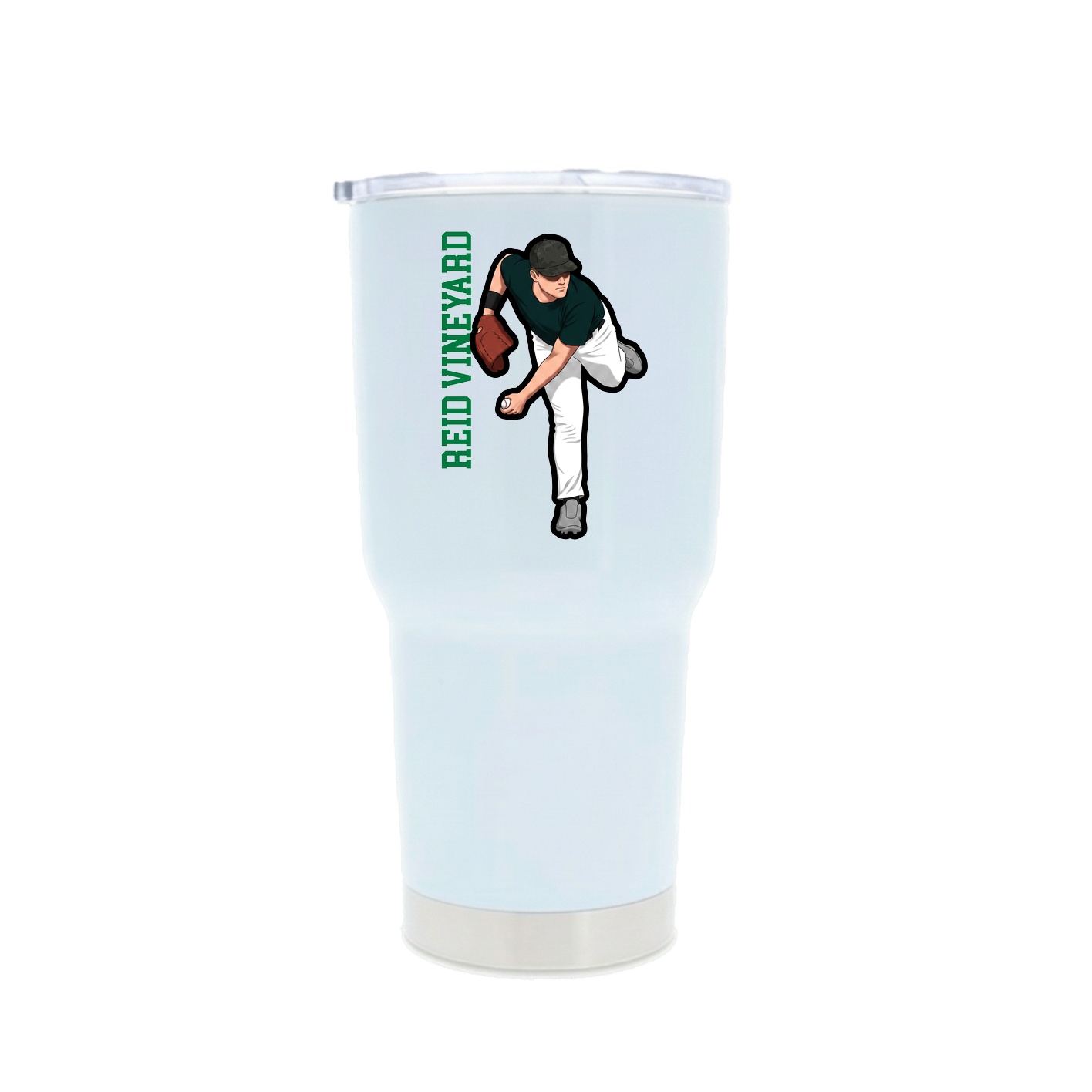 30oz Stainless Steel Tumbler — Name Vertical in White