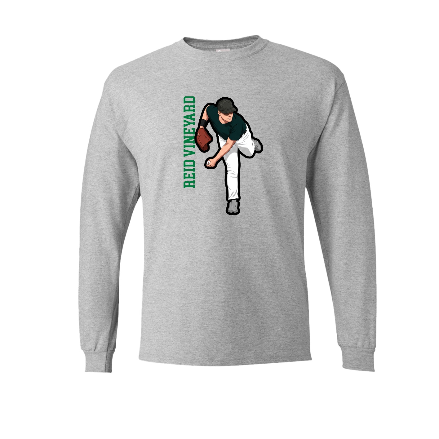 Long Sleeve Tee — Name Vertical in Grey