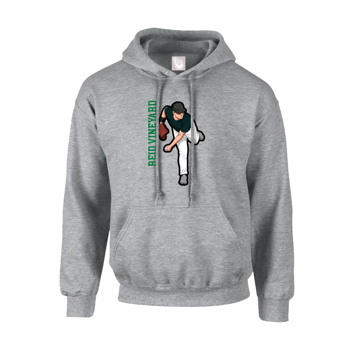 Youth Hoodie — Name Vertical in Grey