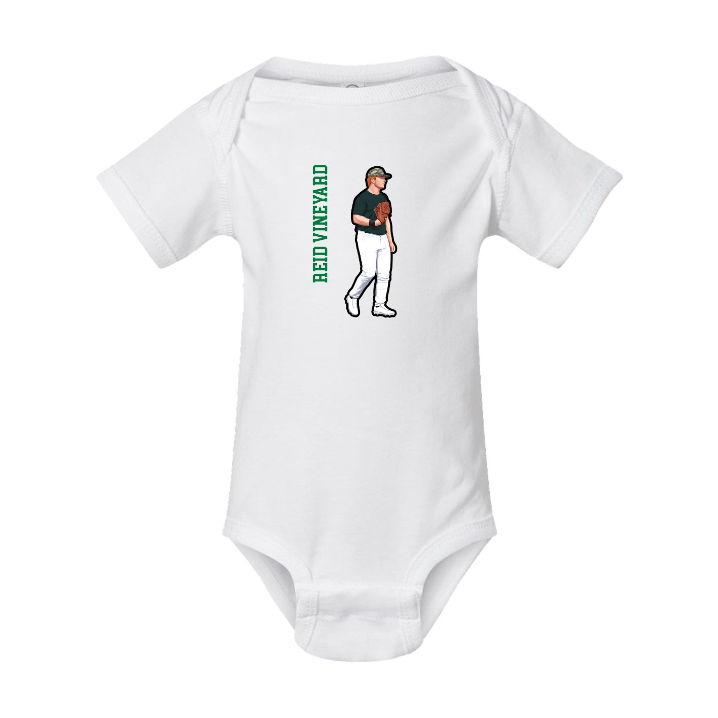 Baby Onesie — Name Vertical in White