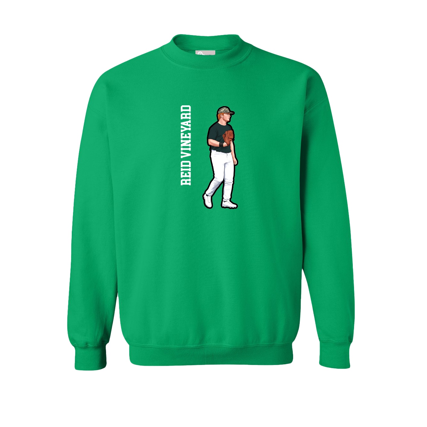 Fleece Crew — Name Vertical in Green