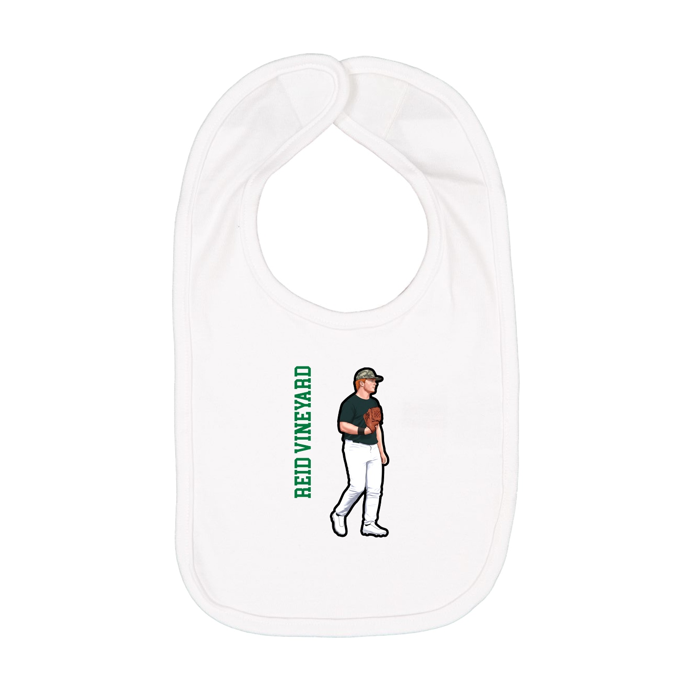 Infant Bib — Name Vertical in White