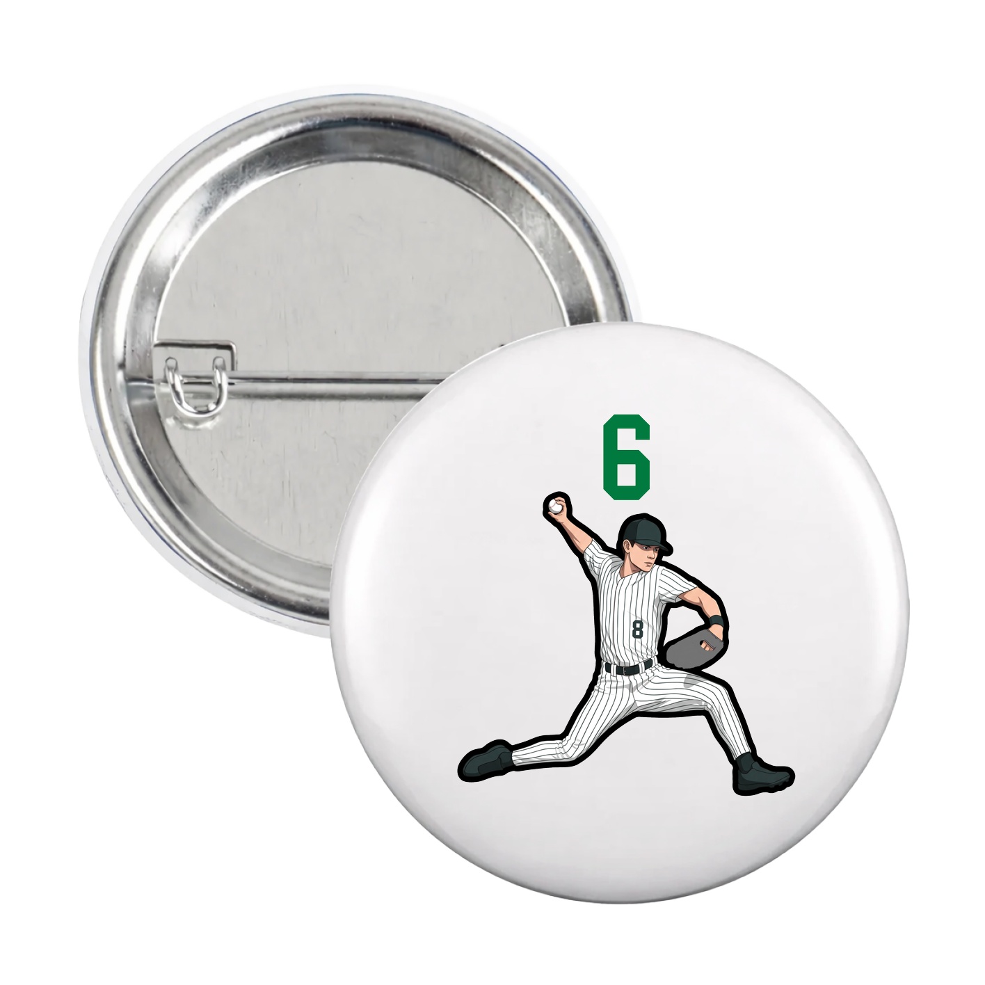 Game Day Button — Number Top in White