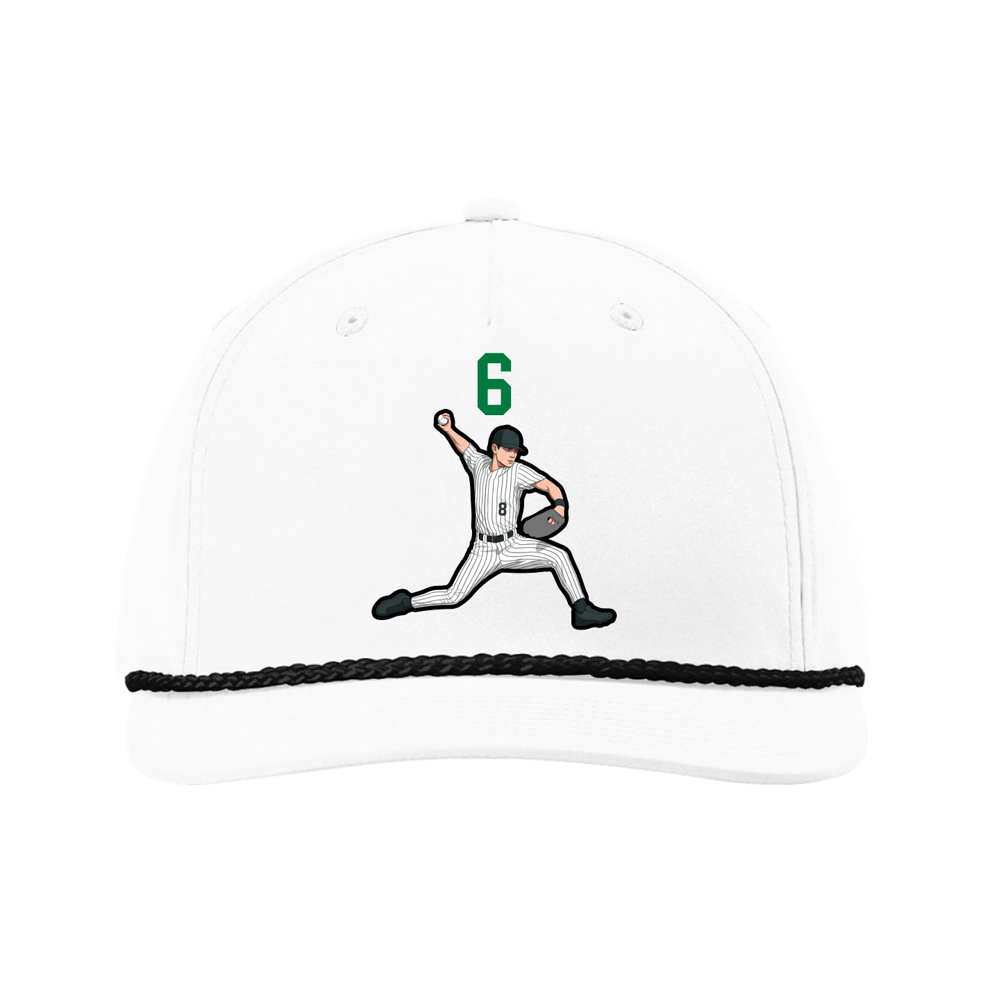 Five-Panel Classic Rope Cap — Number Top in White