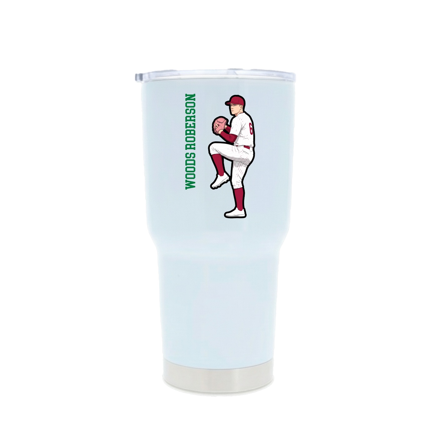 30oz Stainless Steel Tumbler — Name Vertical in White