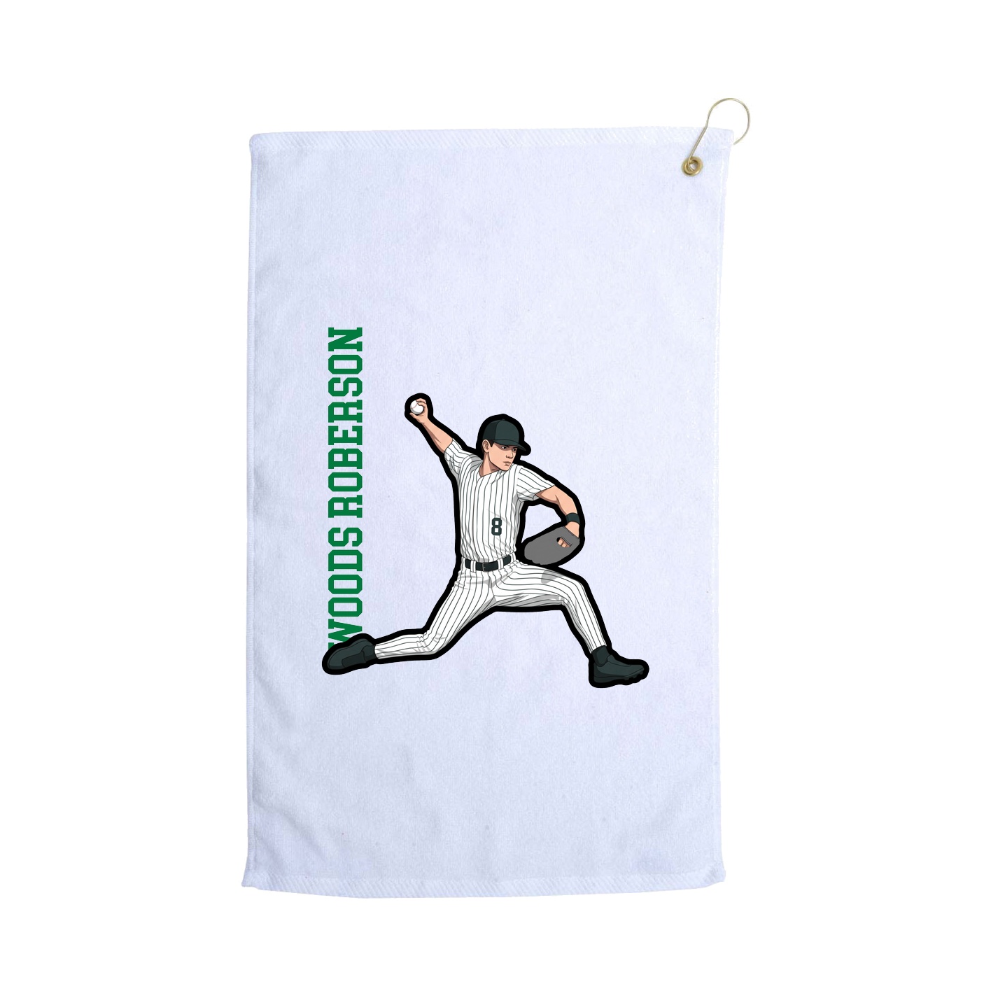 Golf Towel — Name Vertical in White