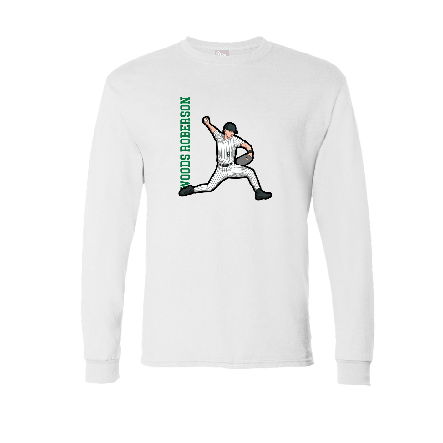Long Sleeve Tee — Name Vertical in White