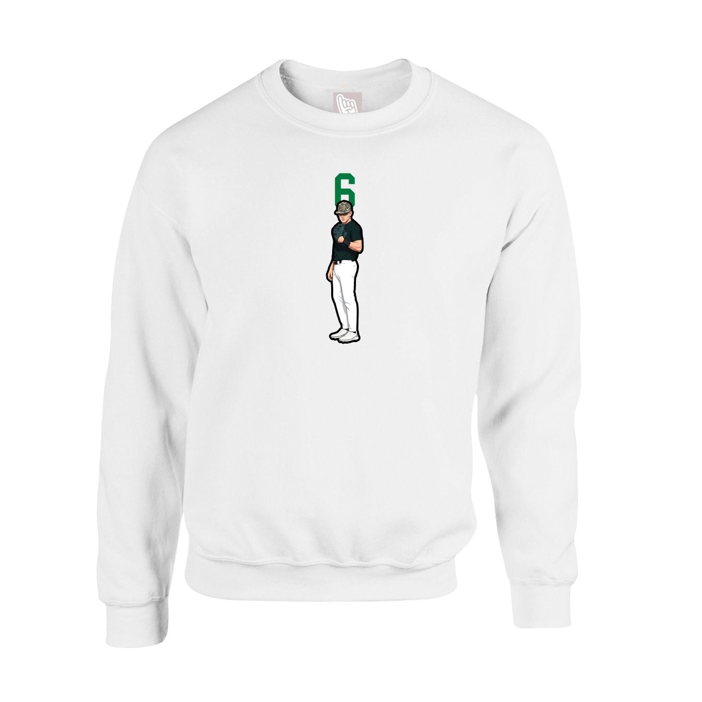 Fleece Crew — Number Top in White