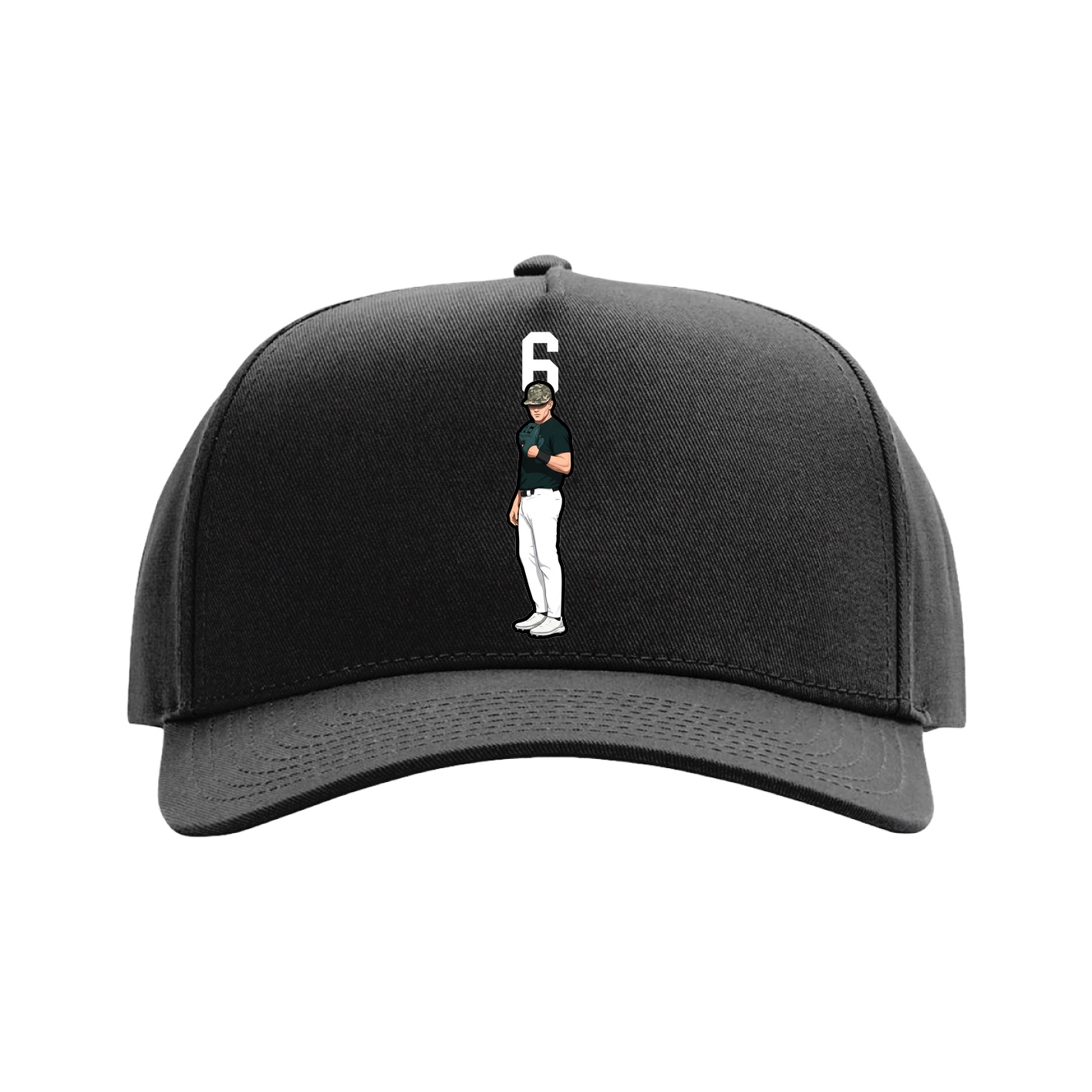 Full Fabric Five-Panel Champ Cap — Number Top in Black