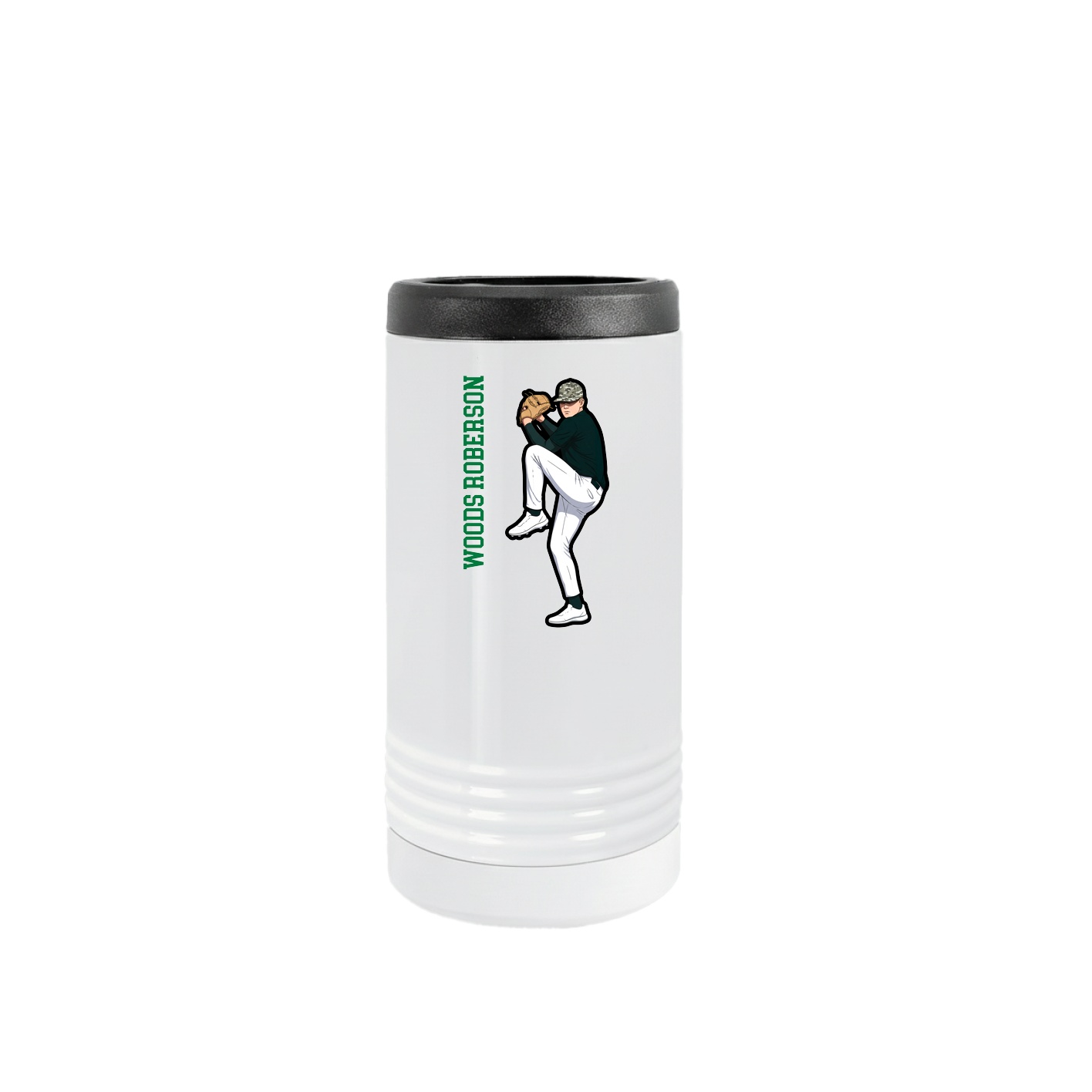 Slim Beverage Holder — Name Vertical in White