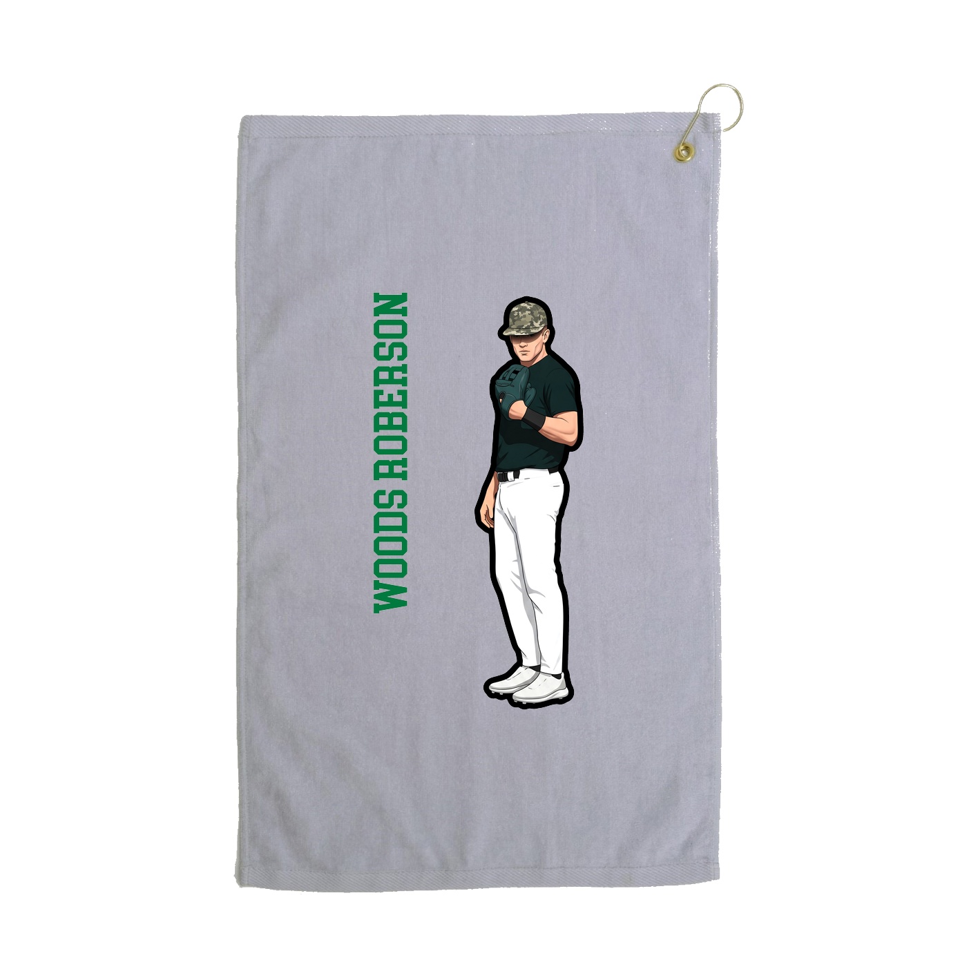 Golf Towel — Name Vertical in Grey