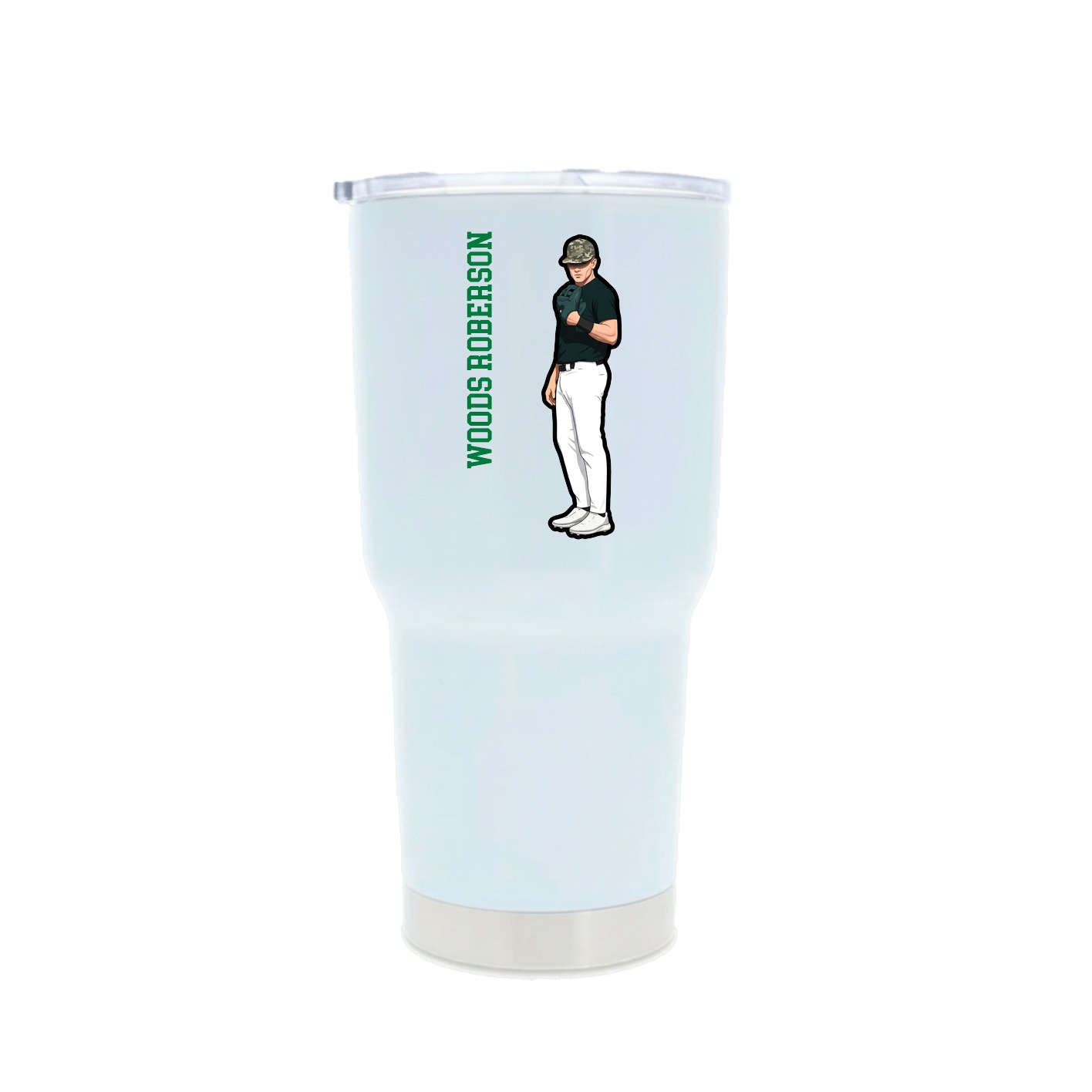 30oz Stainless Steel Tumbler — Name Vertical in White