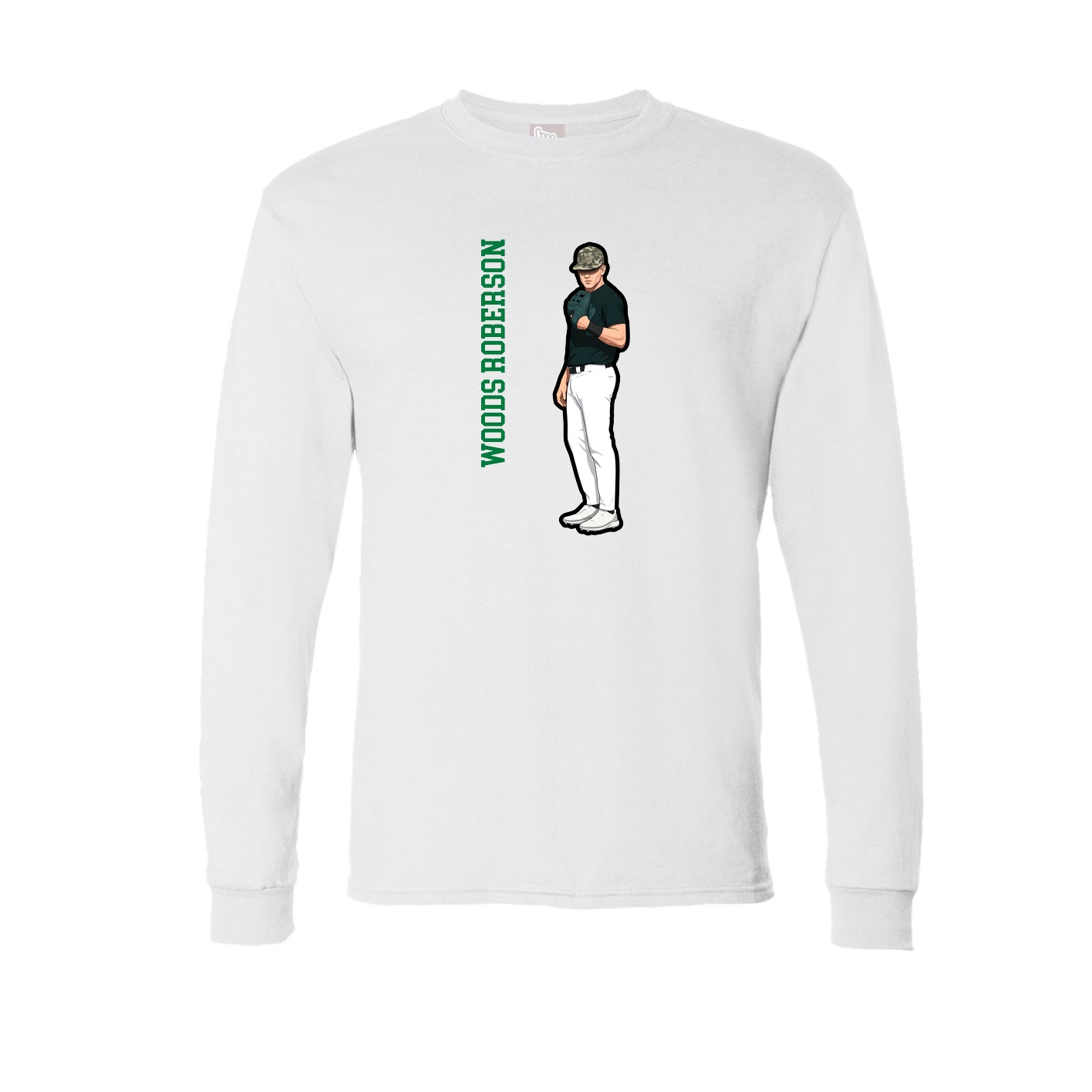 Long Sleeve Tee — Name Vertical in White