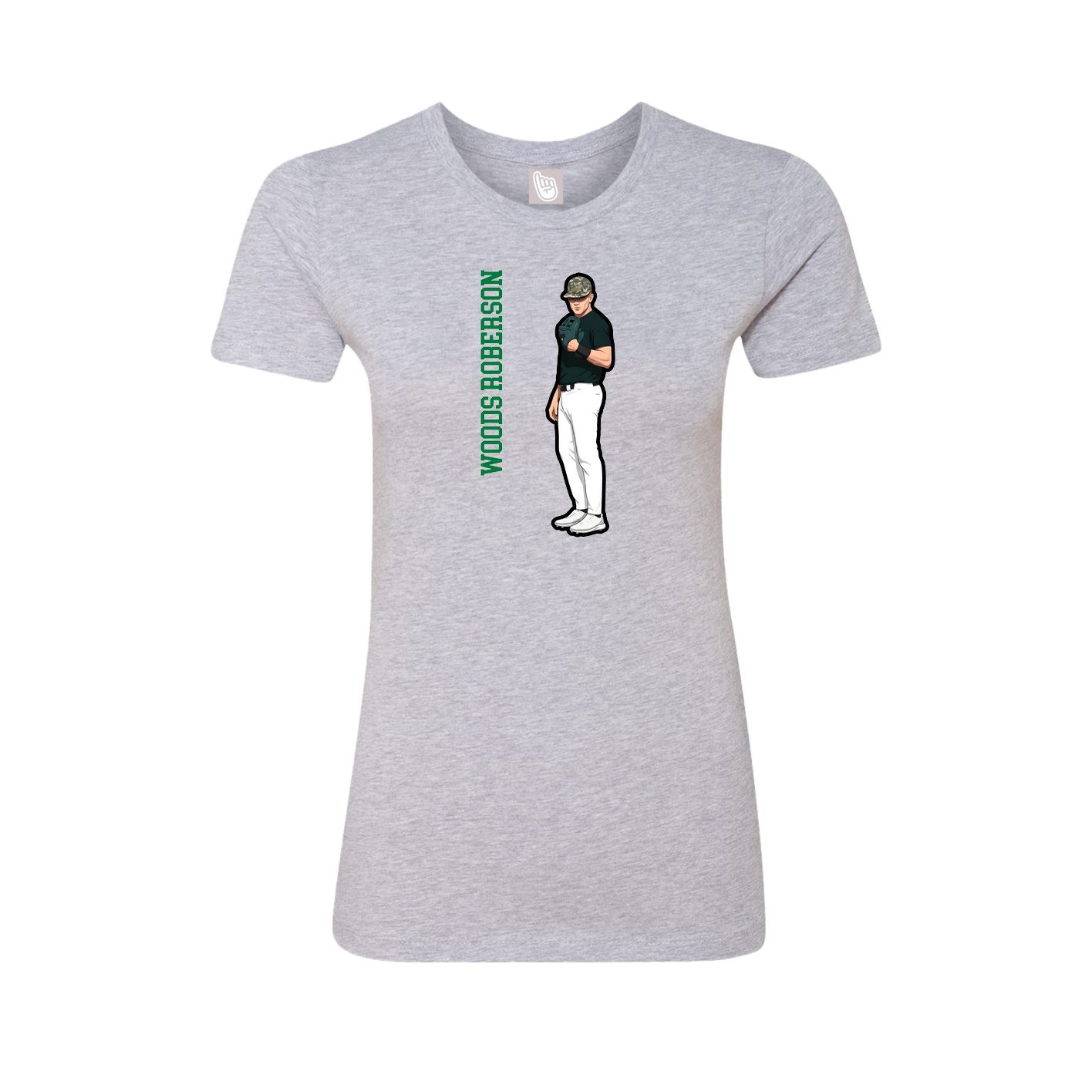 Fitted Women's Tee — Name Vertical in Grey
