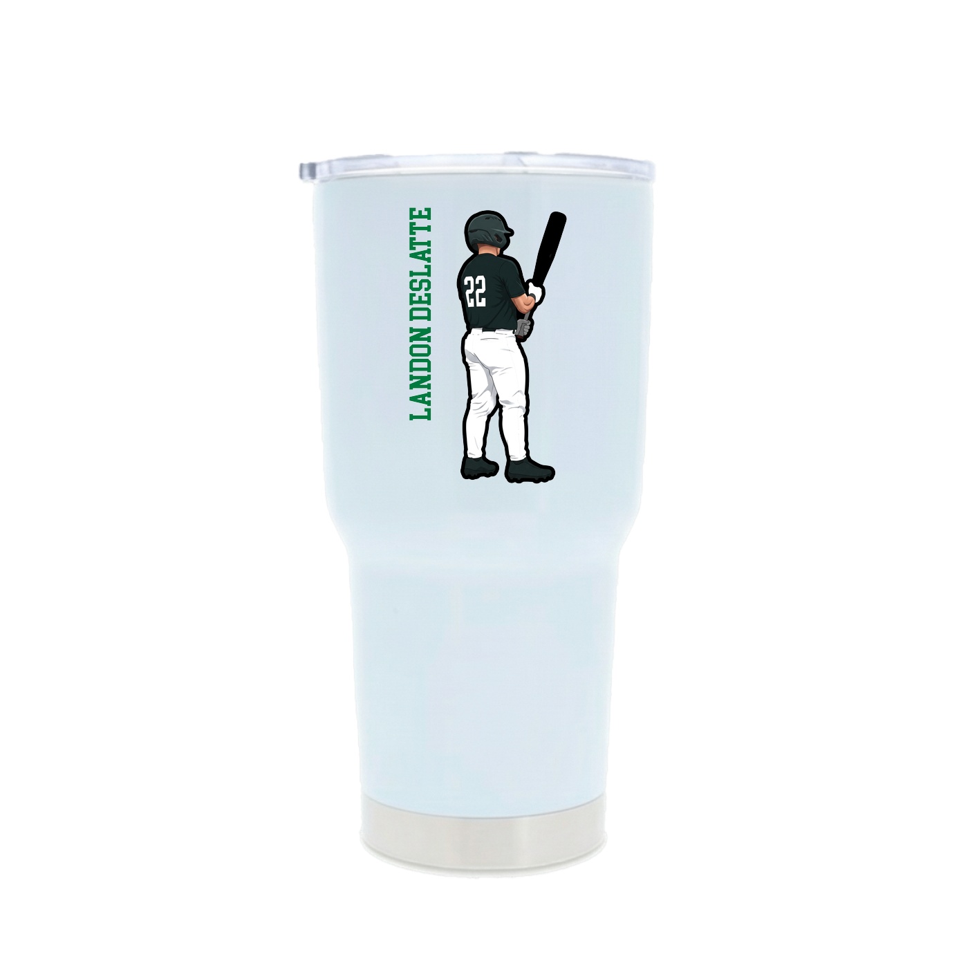 30oz Stainless Steel Tumbler — Name Vertical in White