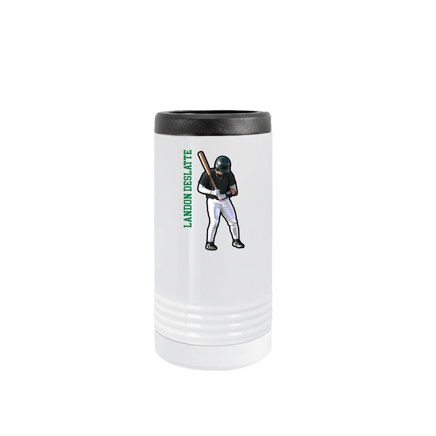 Slim Beverage Holder — Name Vertical in White