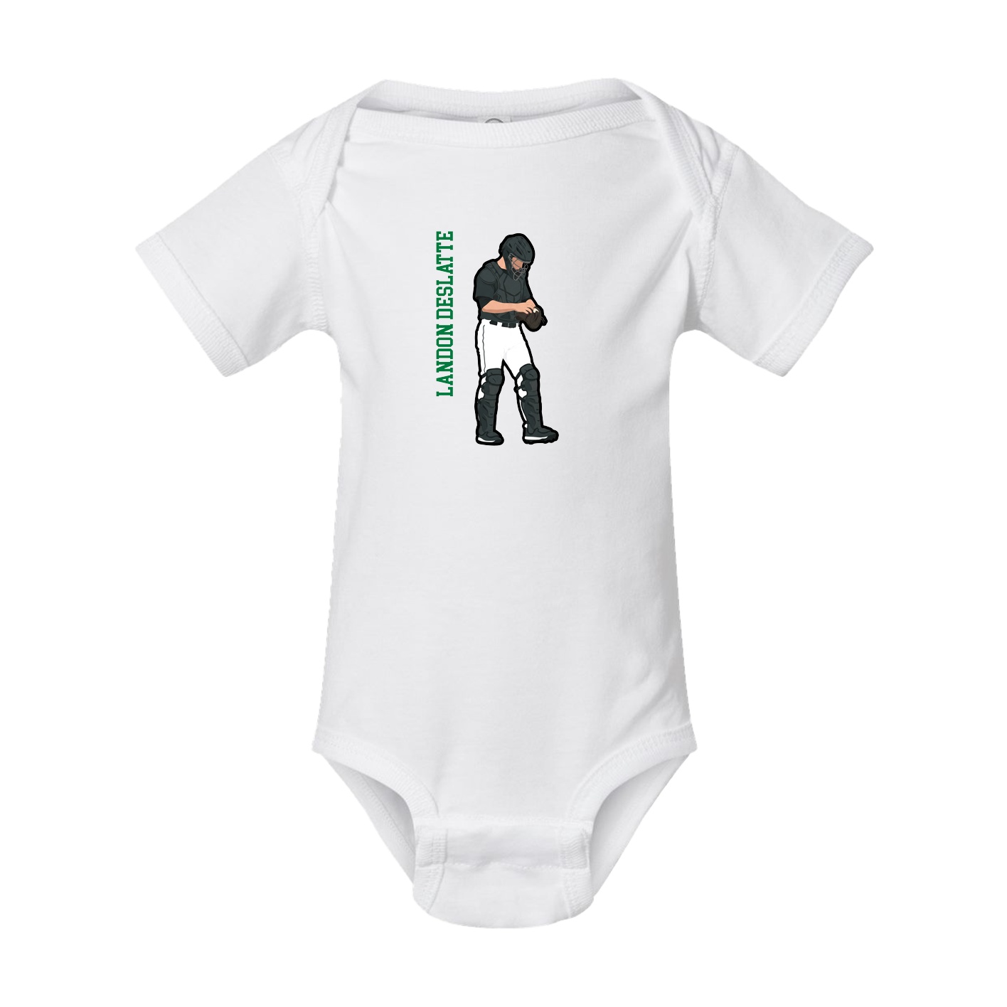 Baby Onesie — Name Vertical in White
