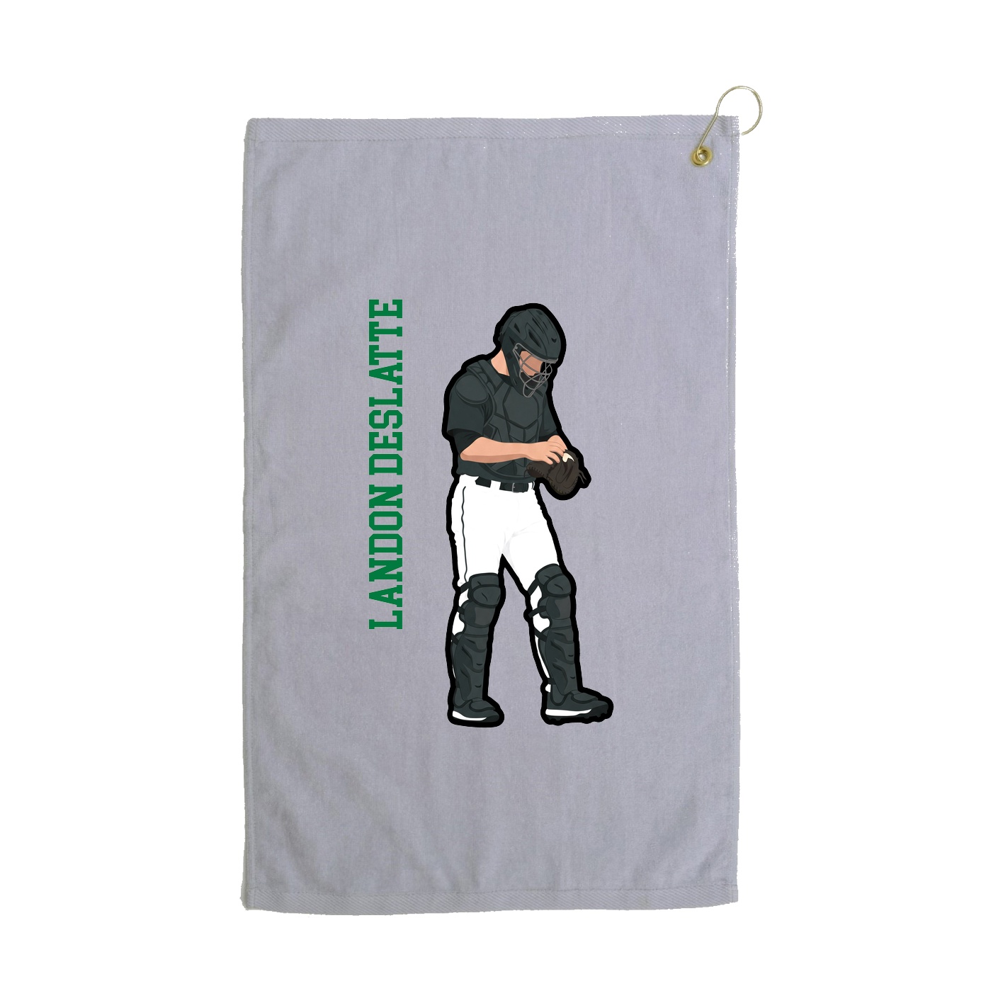 Golf Towel — Name Vertical in Grey