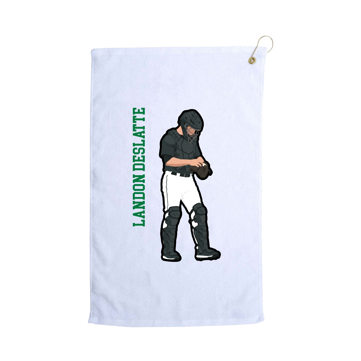 Golf Towel — Name Vertical in White