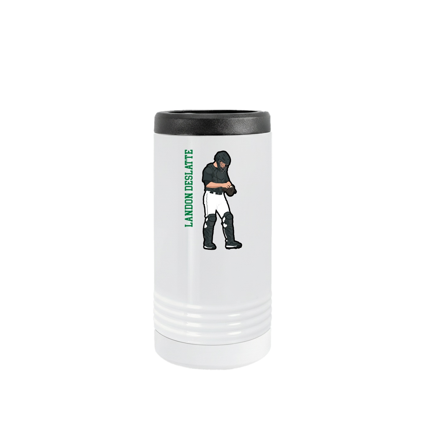Slim Beverage Holder — Name Vertical in White