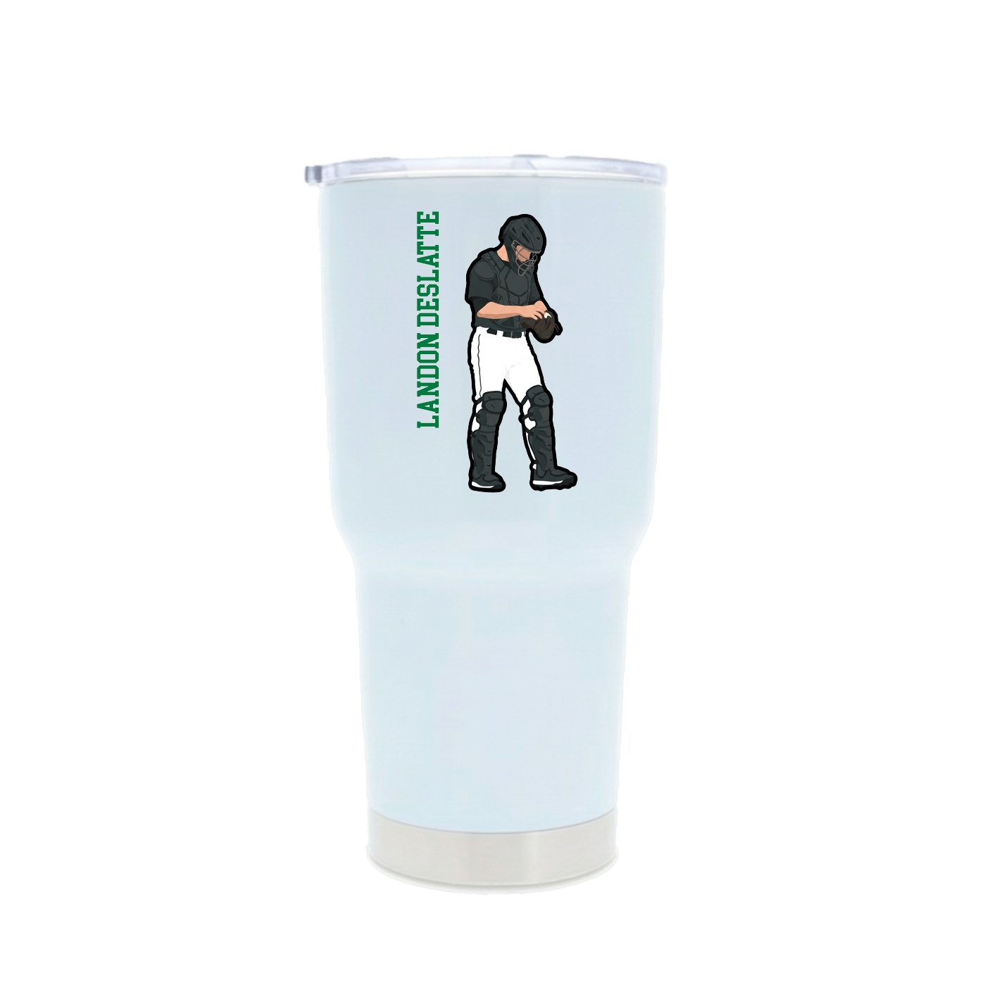 30oz Stainless Steel Tumbler — Name Vertical in White