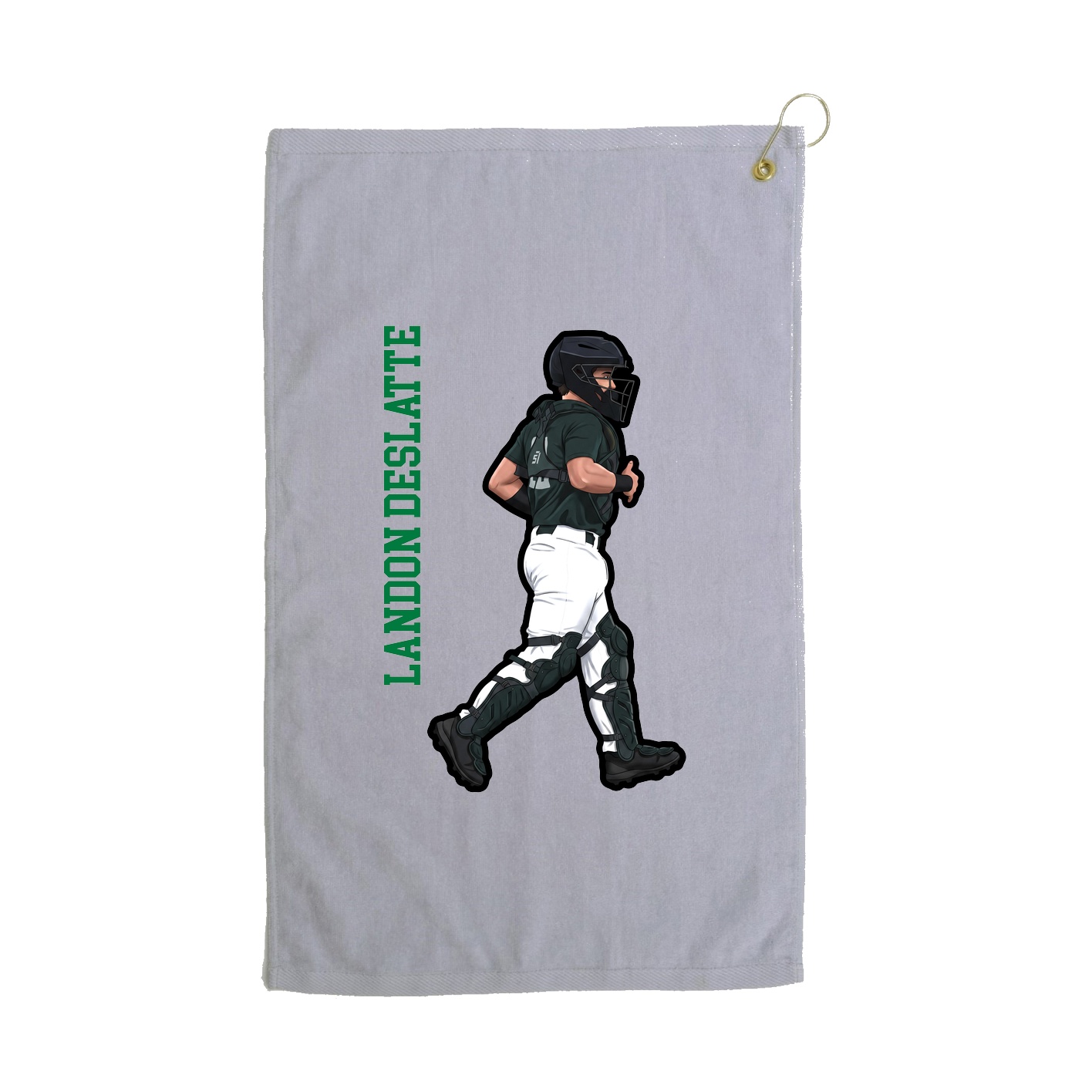 Golf Towel — Name Vertical in Grey