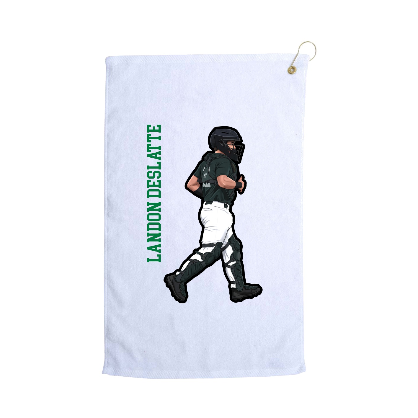 Golf Towel — Name Vertical in White