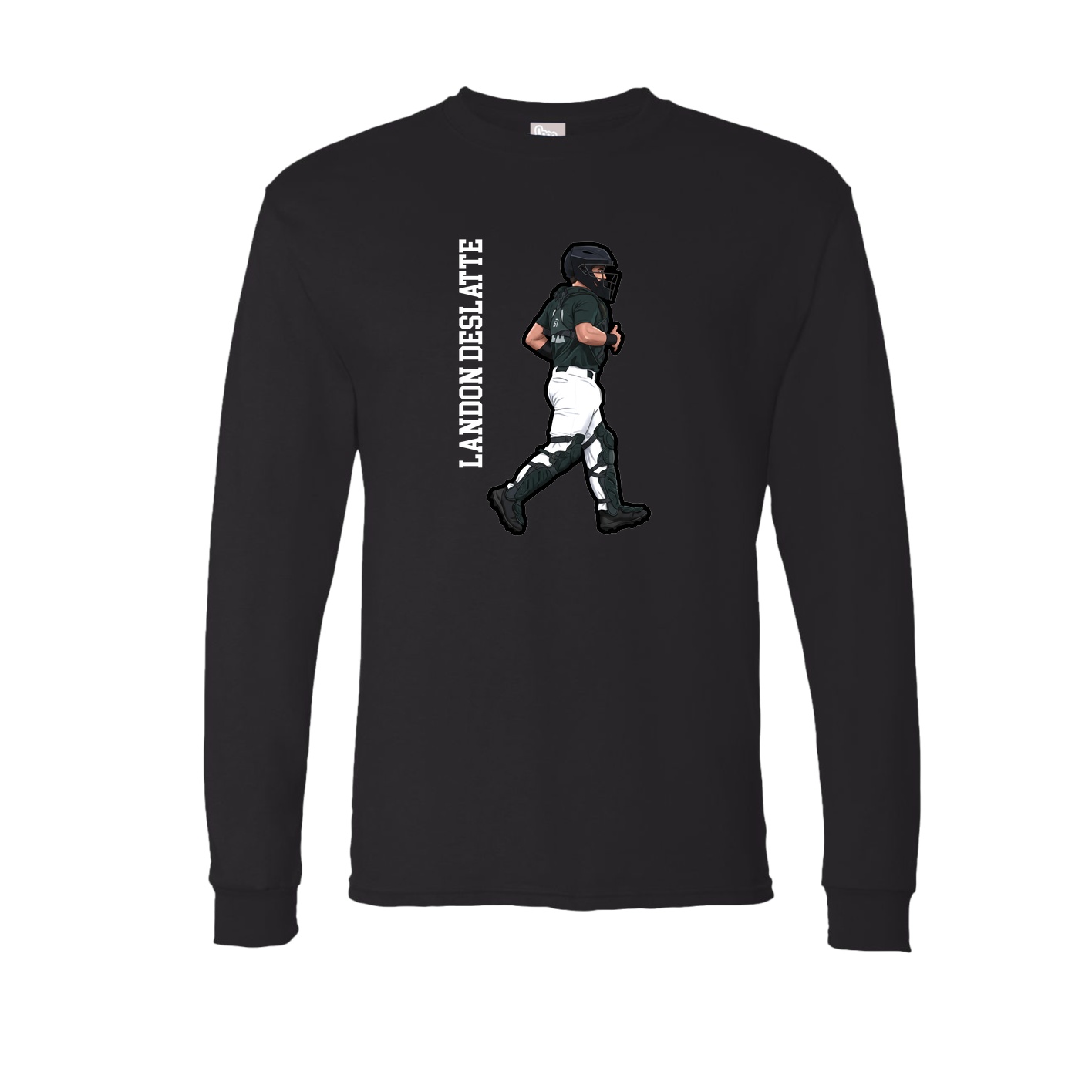 Long Sleeve Tee — Name Vertical in Black