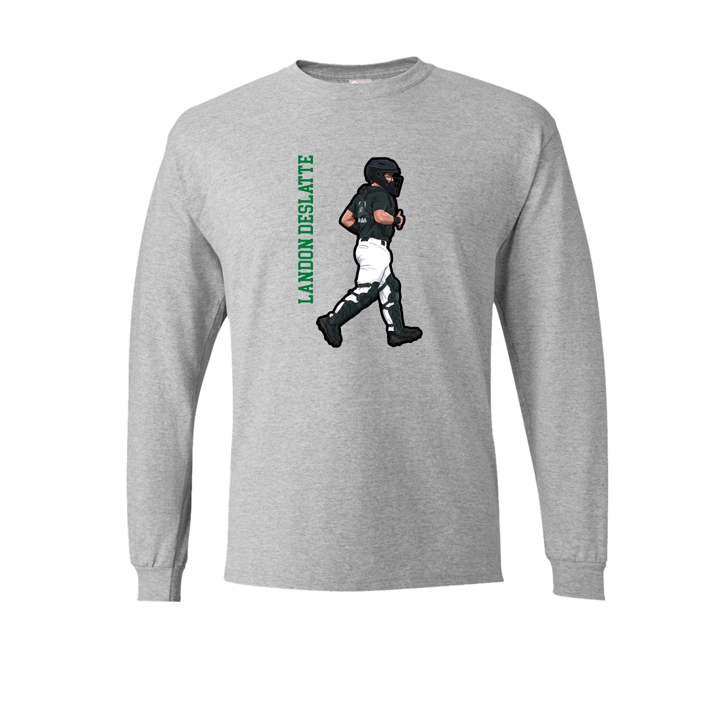 Long Sleeve Tee — Name Vertical in Grey