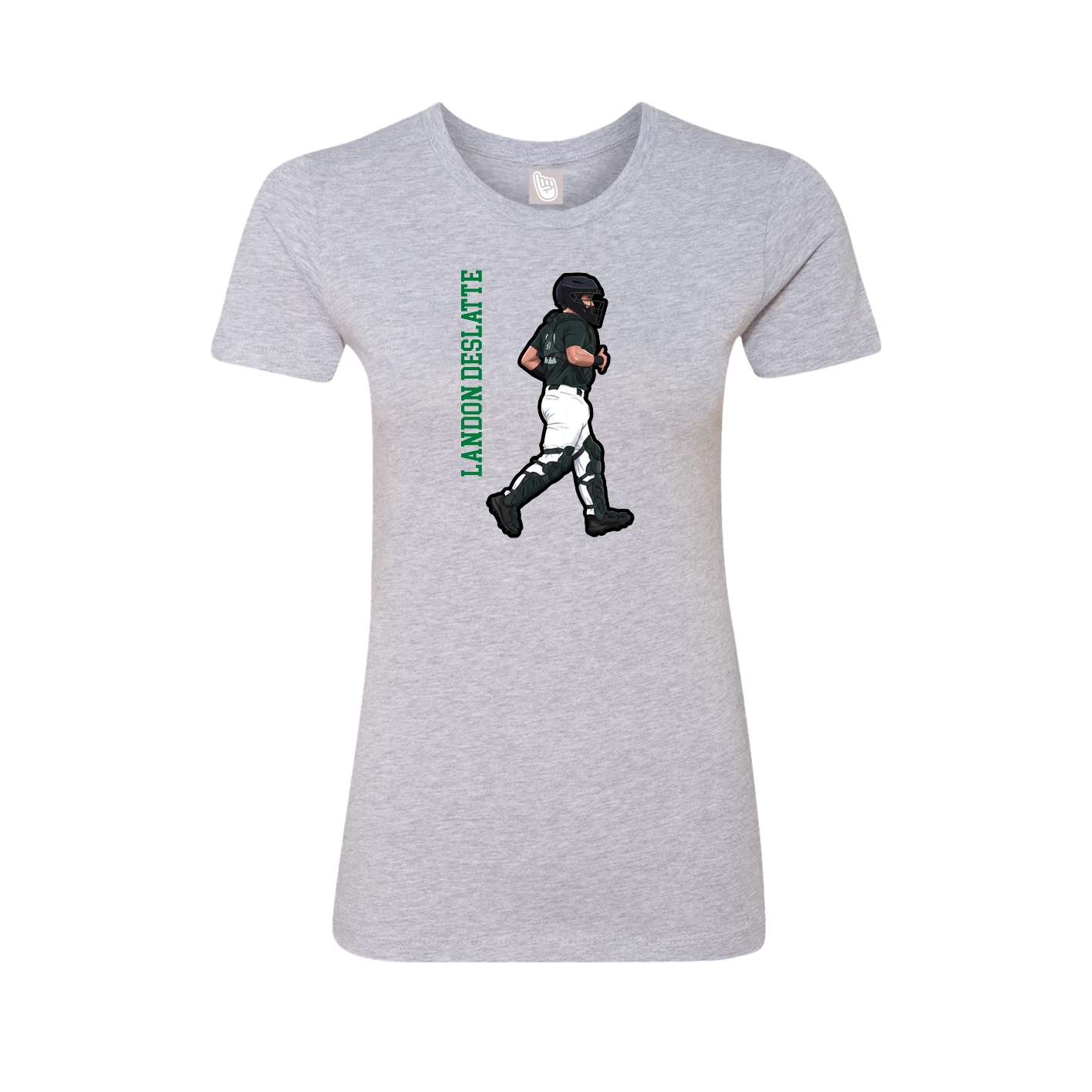 Womens Tee — Name Vertical in Grey