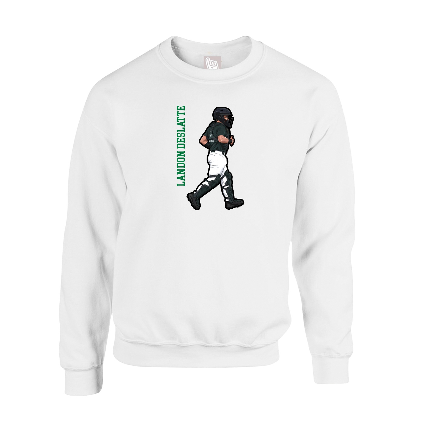 Fleece Crew — Name Vertical in White