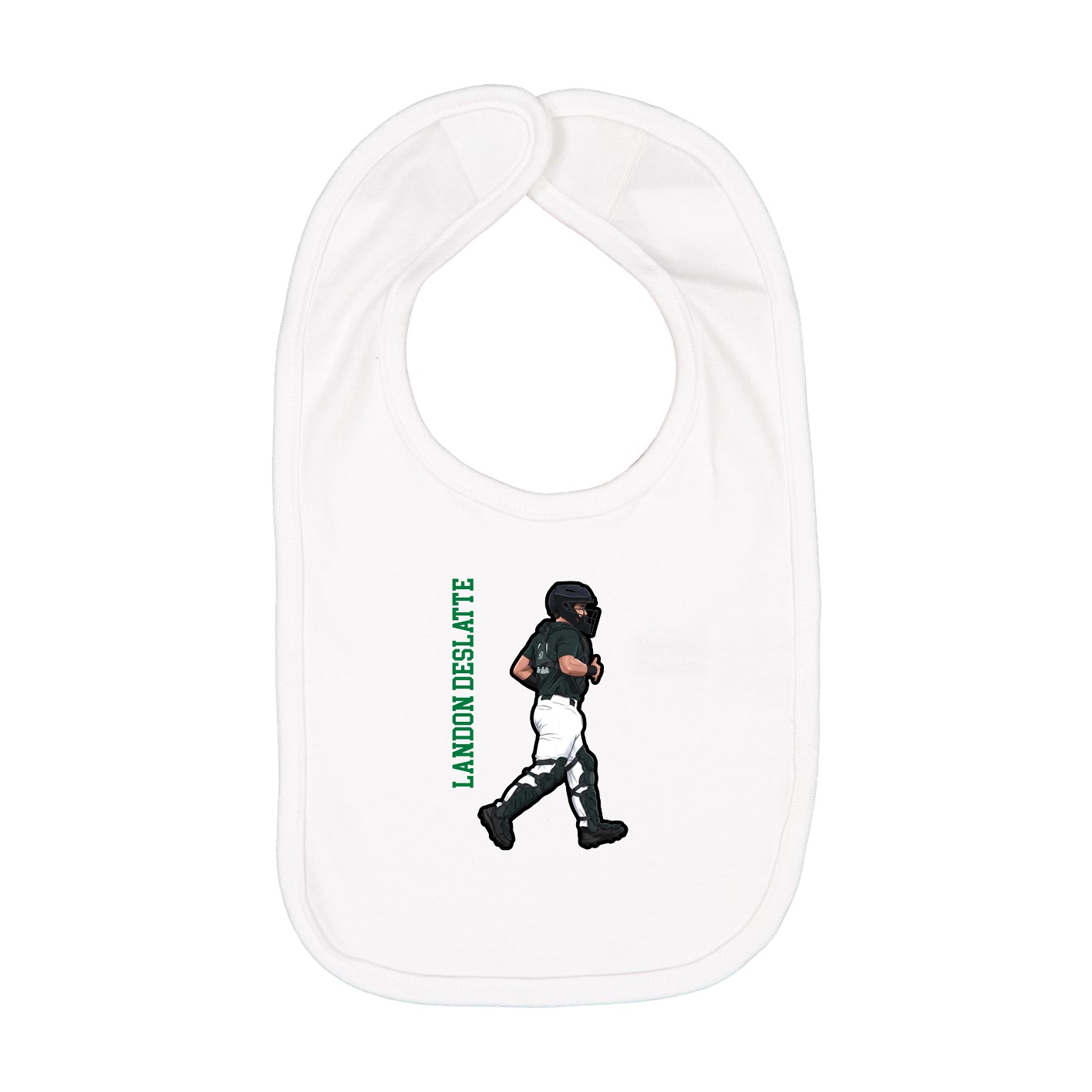 Infant Bib — Name Vertical in White