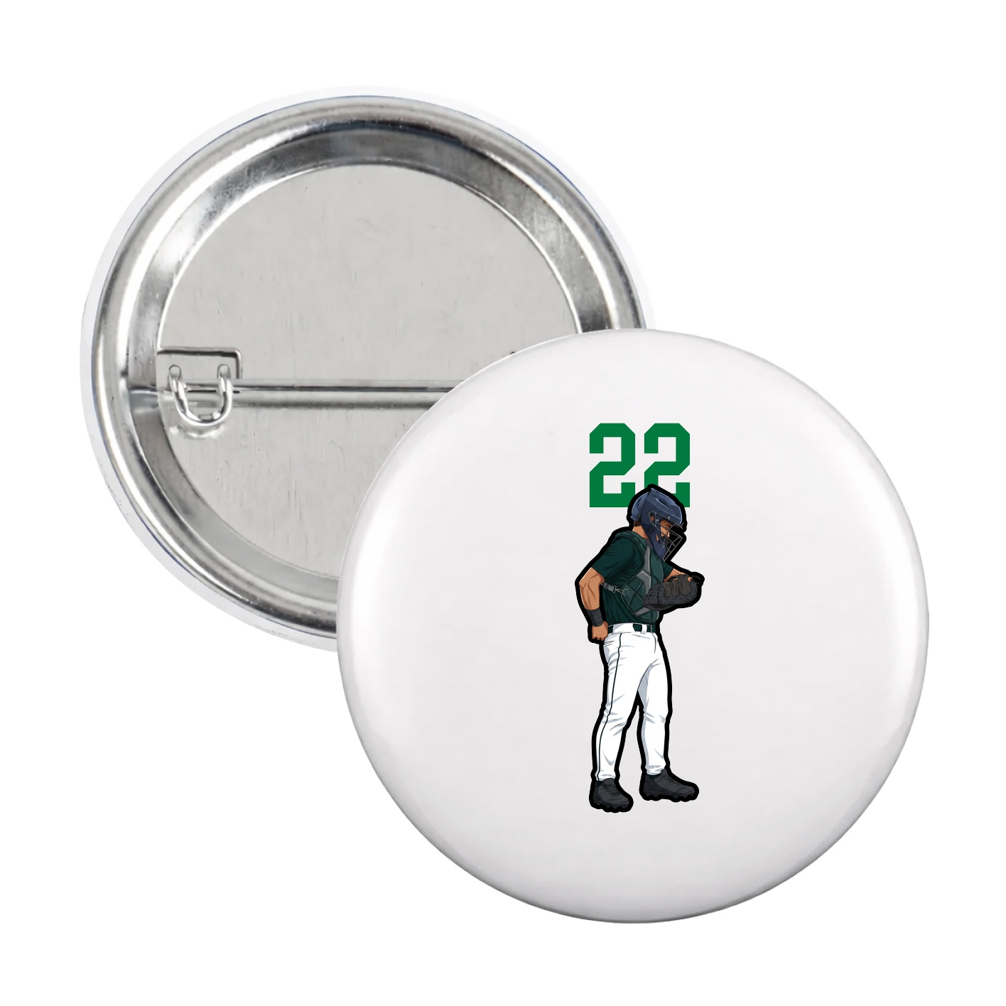 Game Day Button — Number Top in White