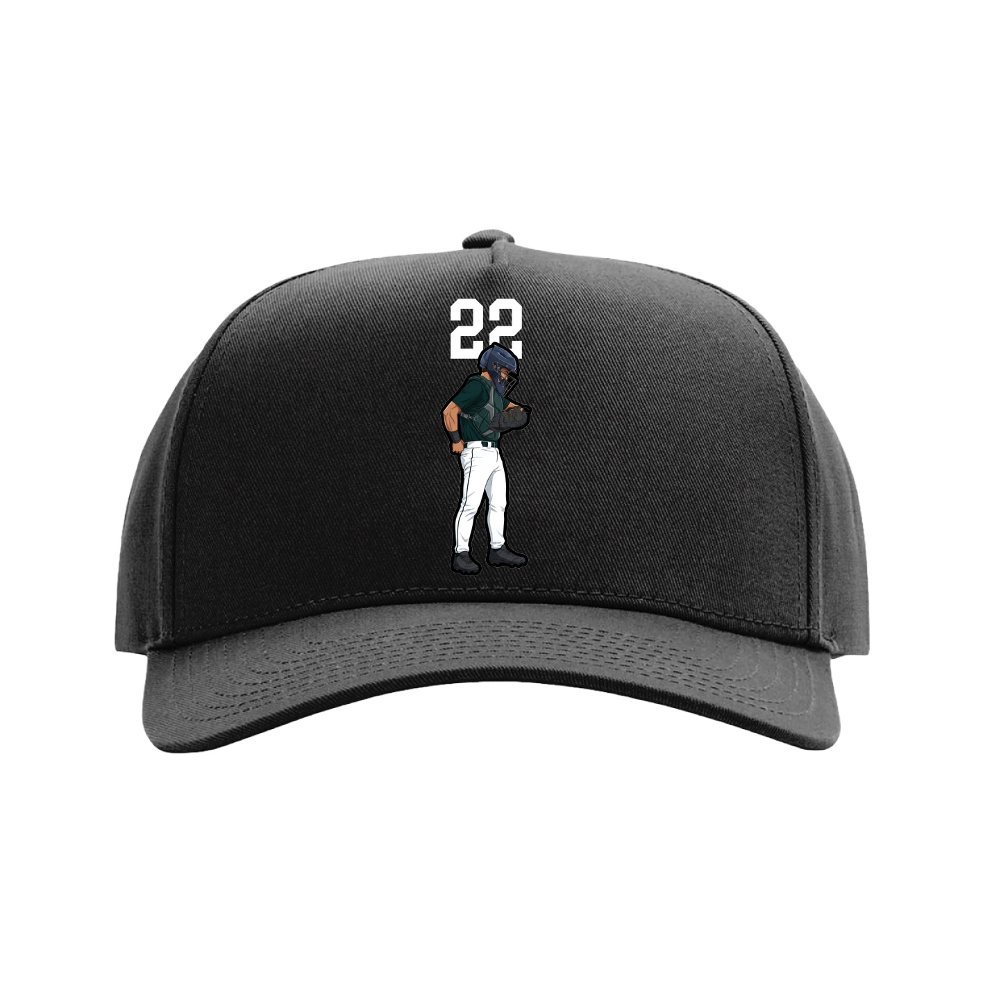 Full Fabric Five-Panel Champ Cap — Number Top in Black