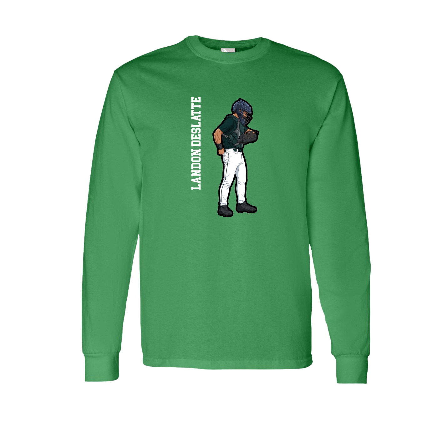 Long Sleeve Tee — Name Vertical in Green