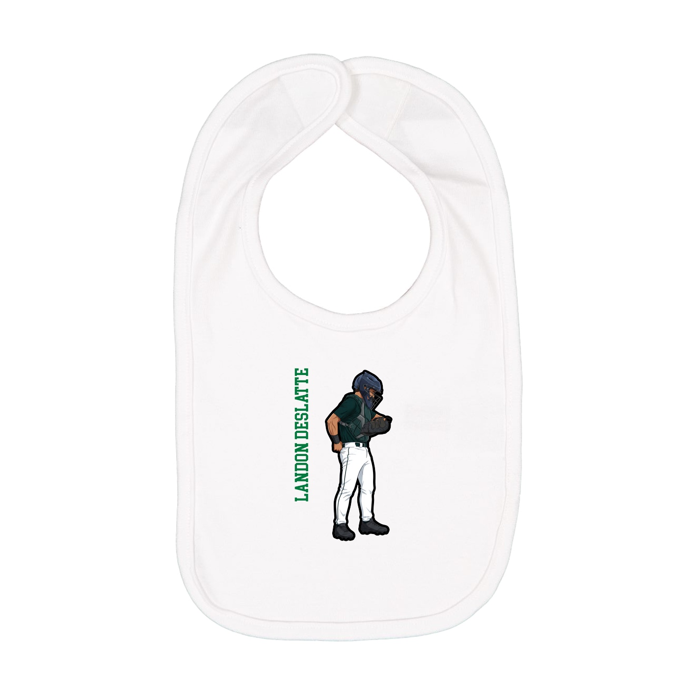 Infant Bib — Name Vertical in White