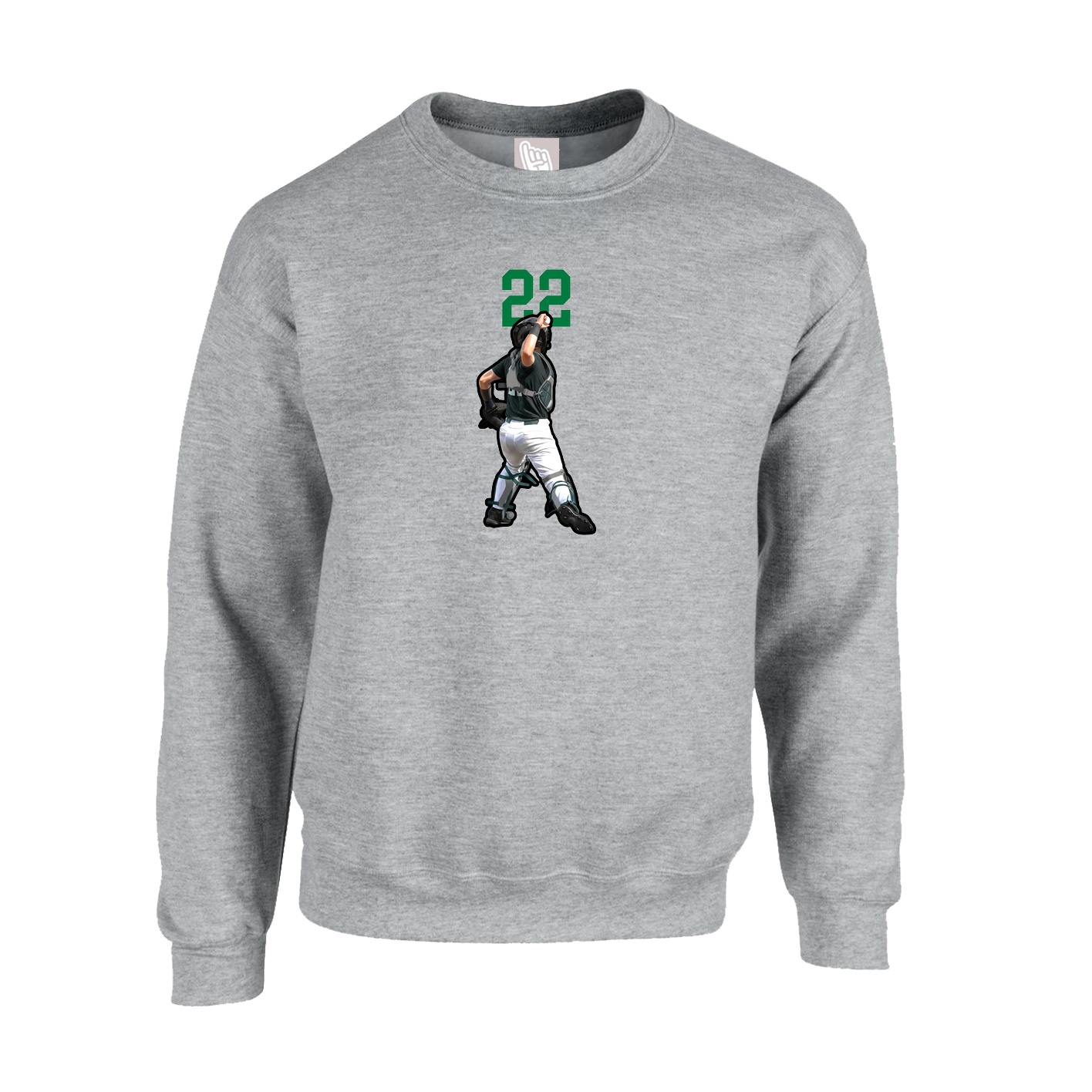 Fleece Crew — Number Top in Grey
