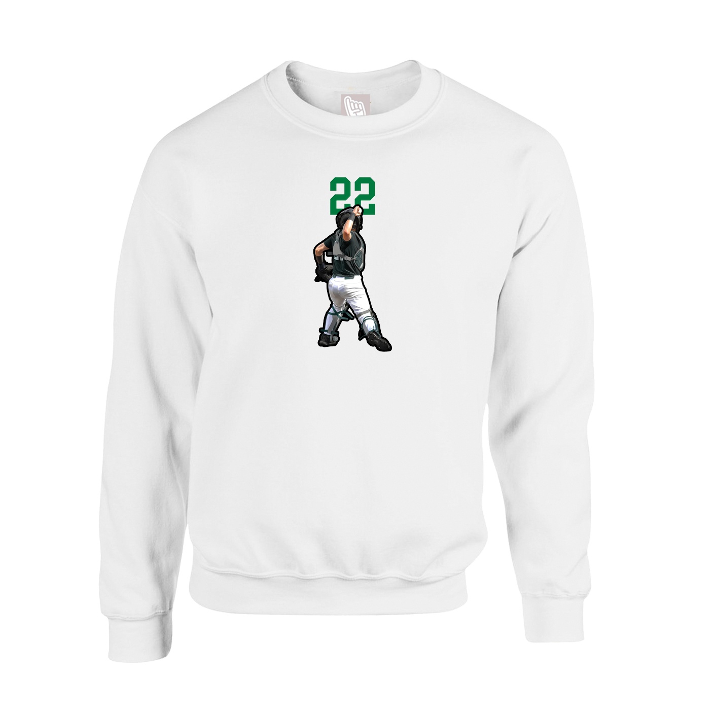 Fleece Crew — Number Top in White