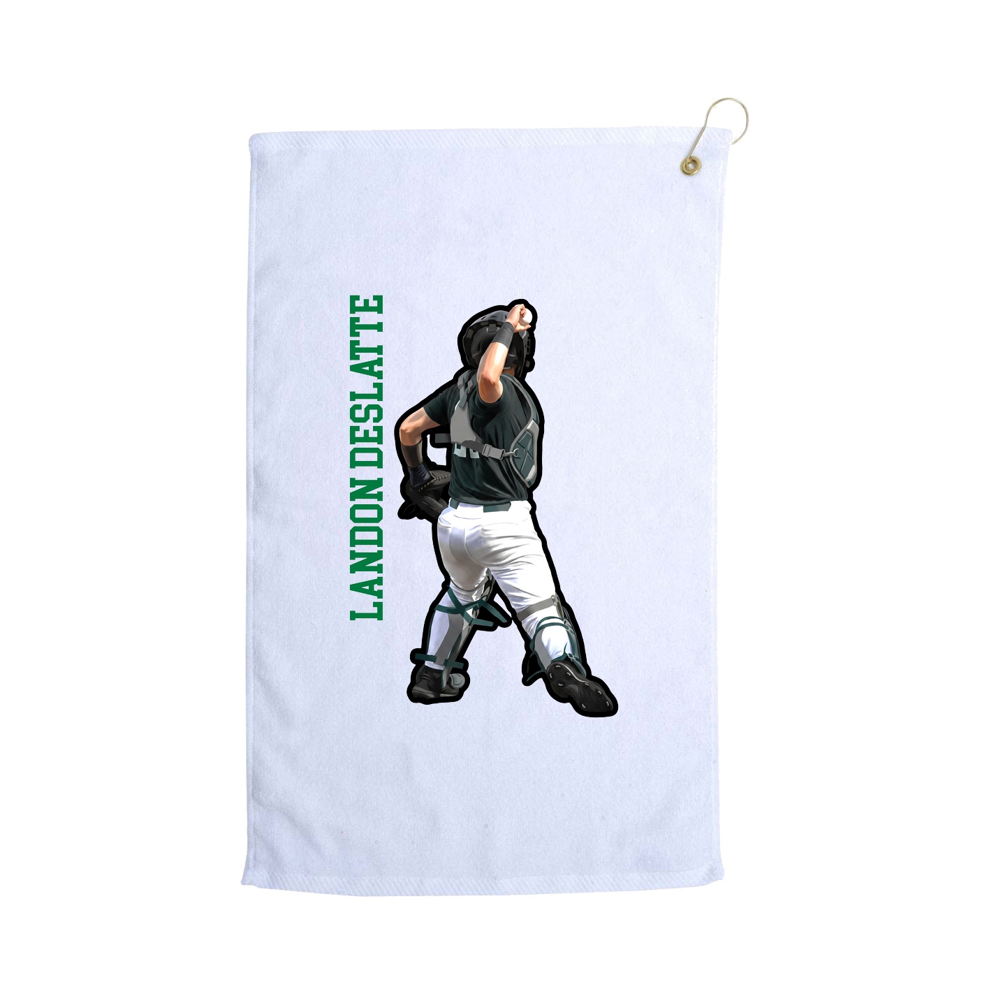 Golf Towel — Name Vertical in White