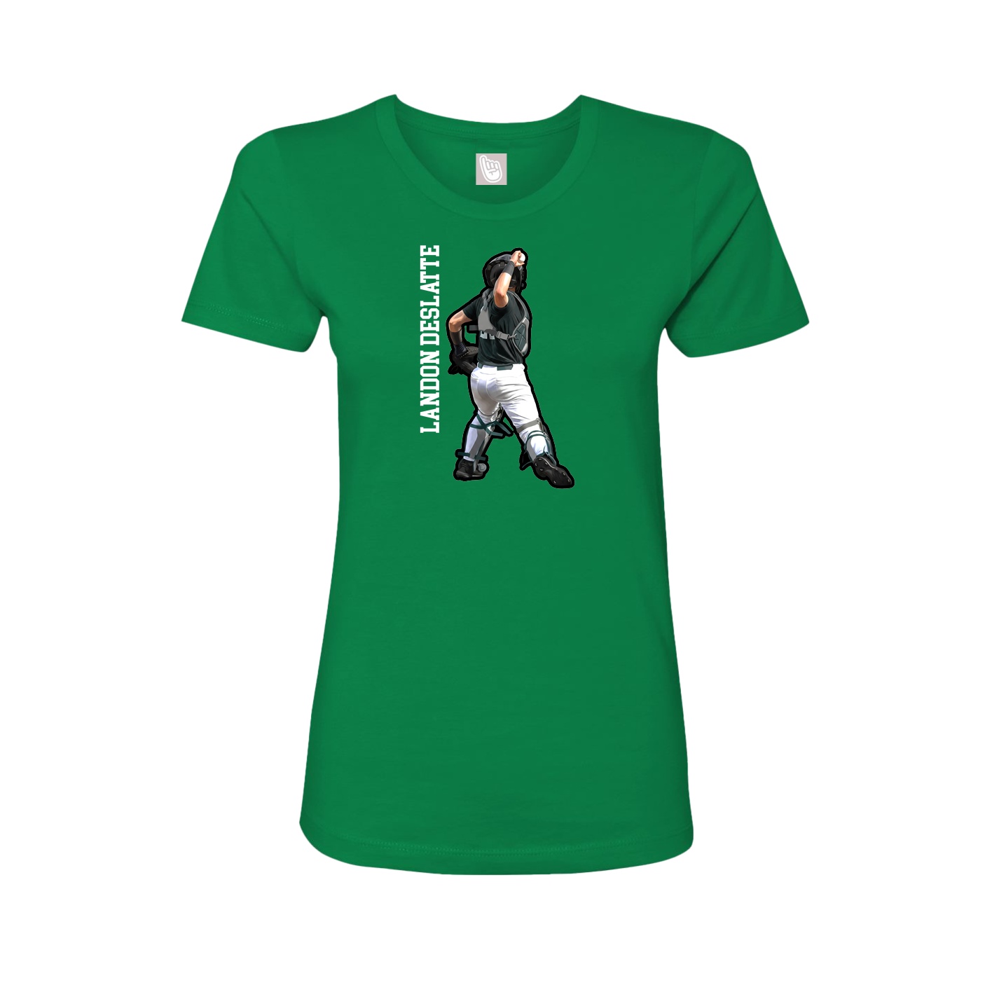 Womens Tee — Name Vertical in Green