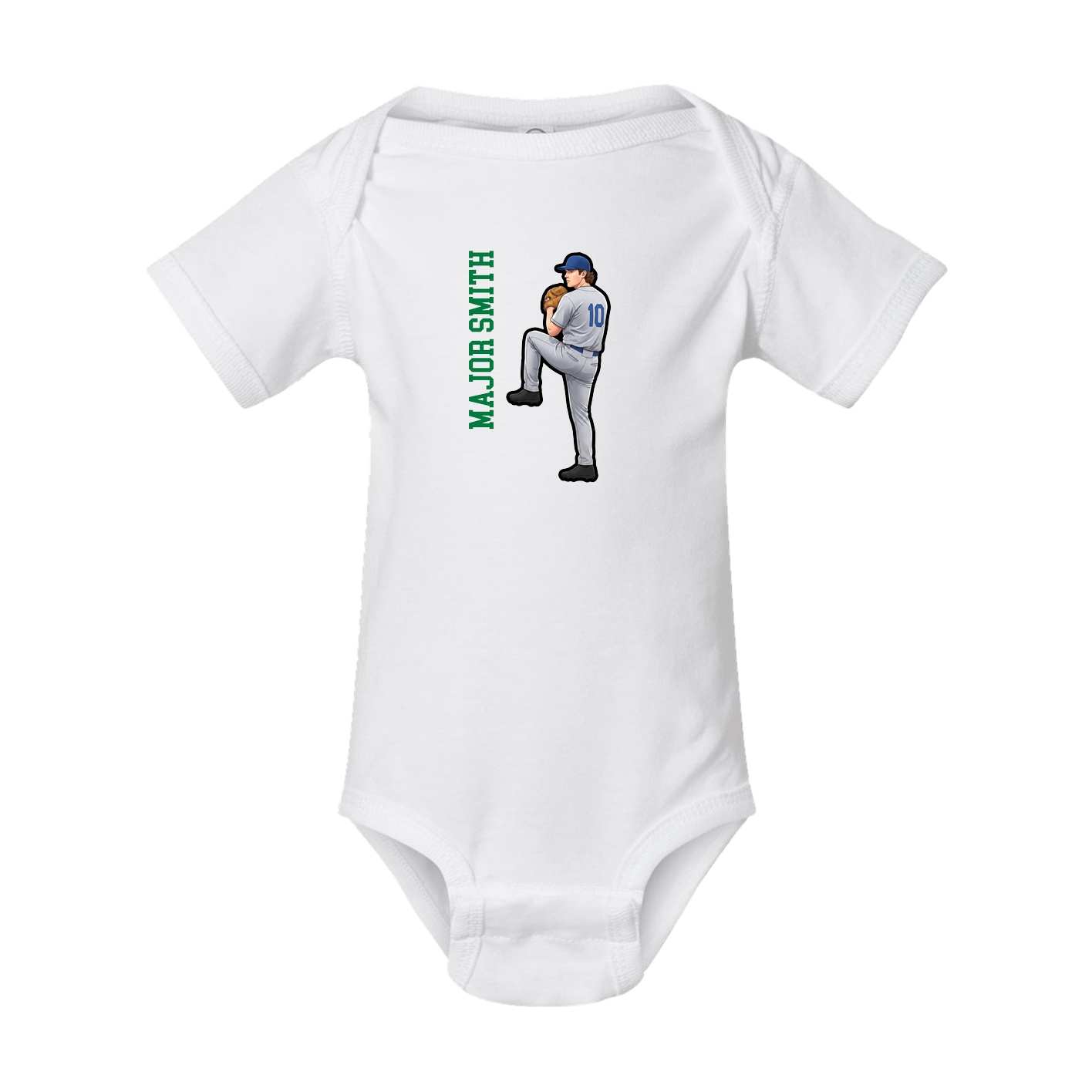 Baby Onesie — Name Vertical in White