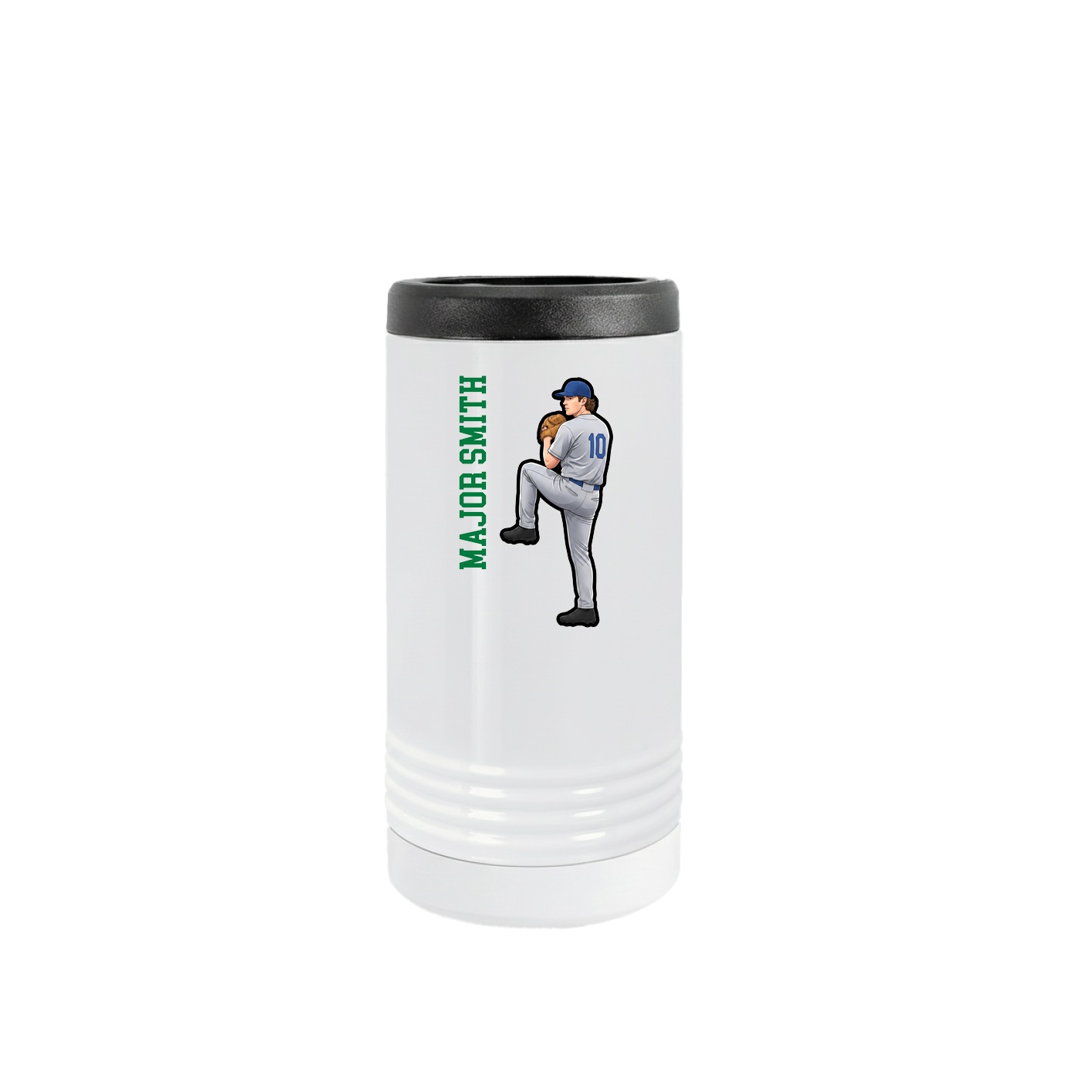 Slim Beverage Holder — Name Vertical in White