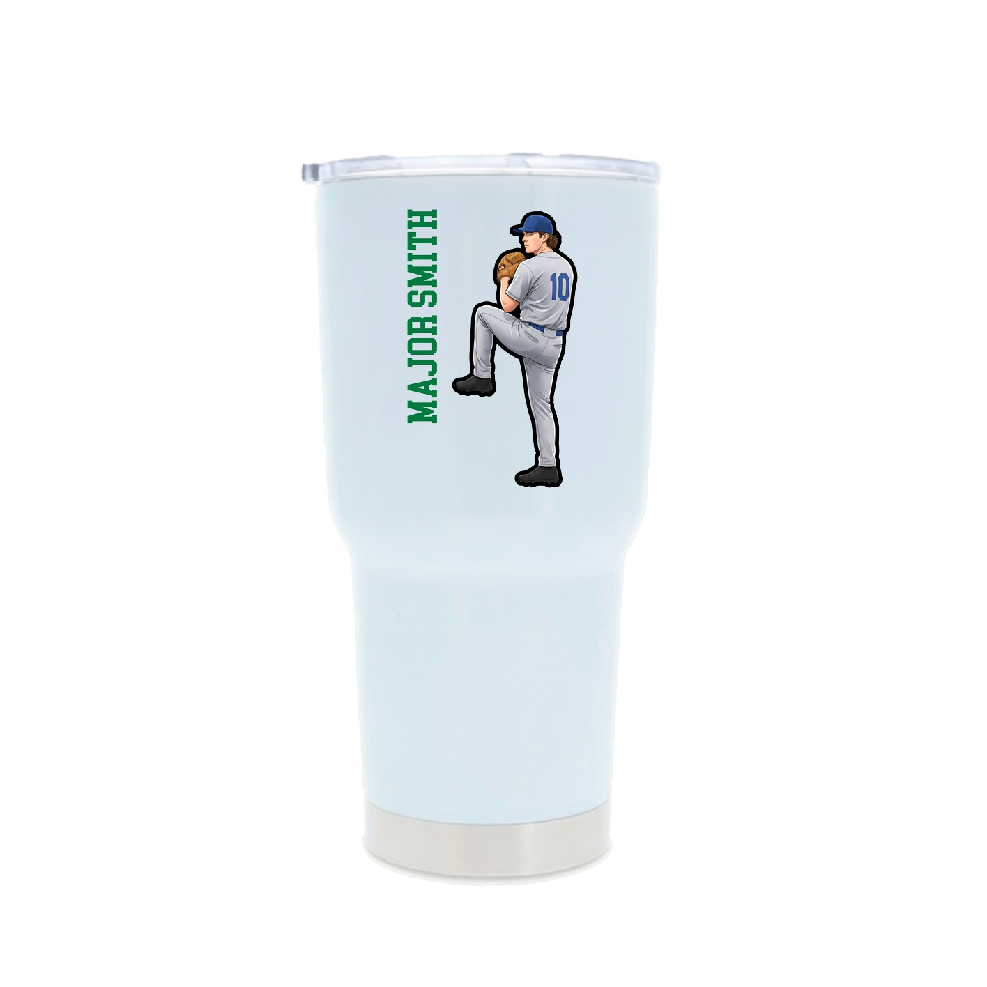 30oz Stainless Steel Tumbler — Name Vertical in White