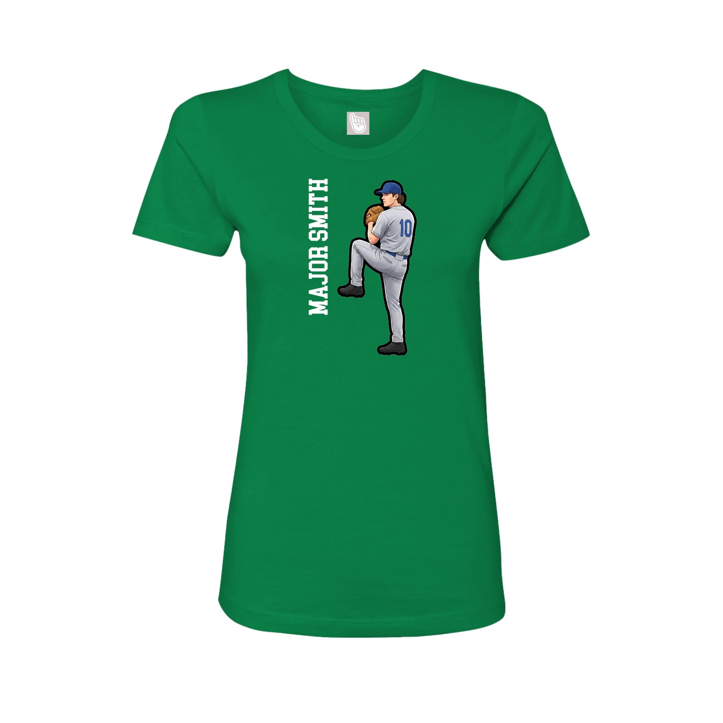 Womens Tee — Name Vertical in Green