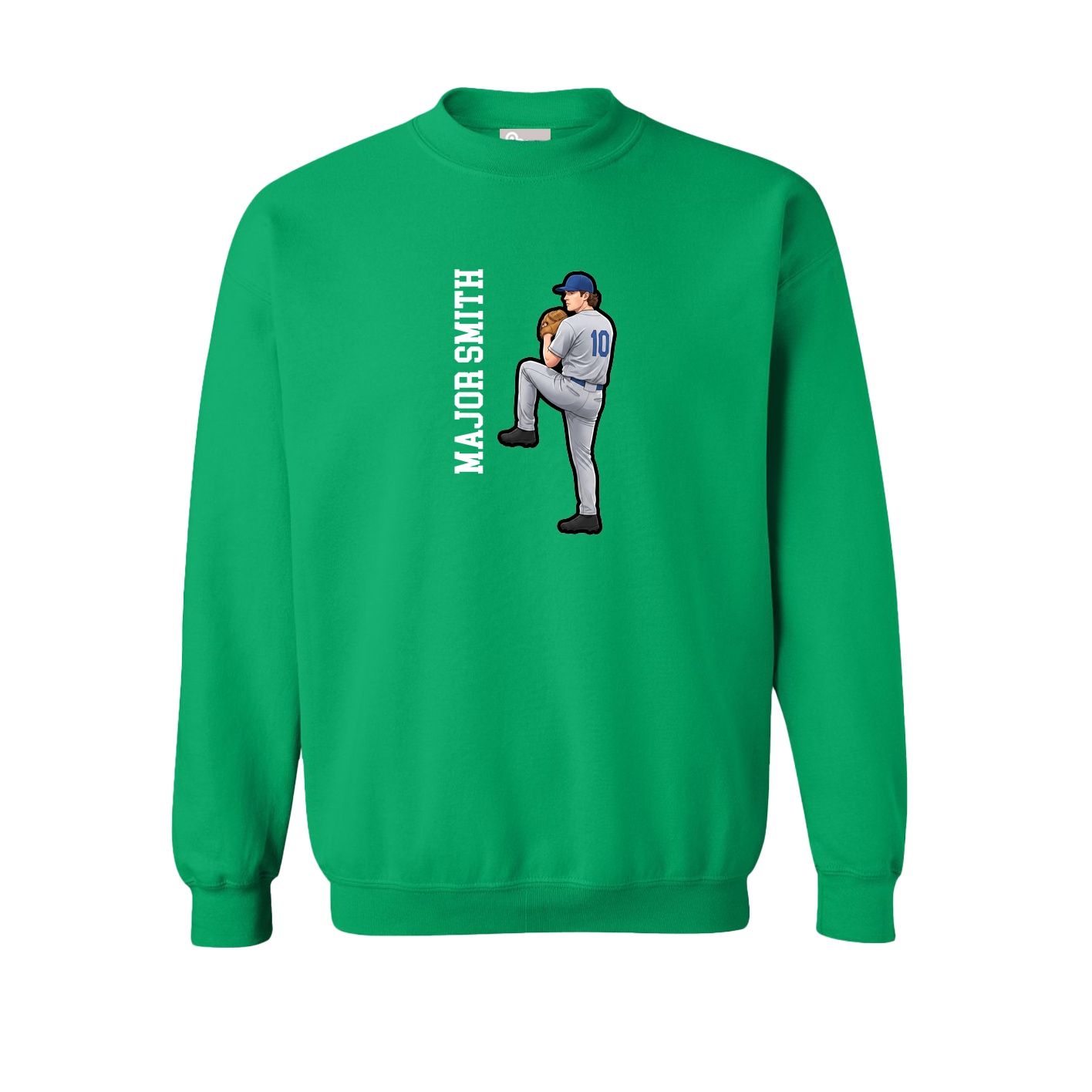 Fleece Crew — Name Vertical in Green
