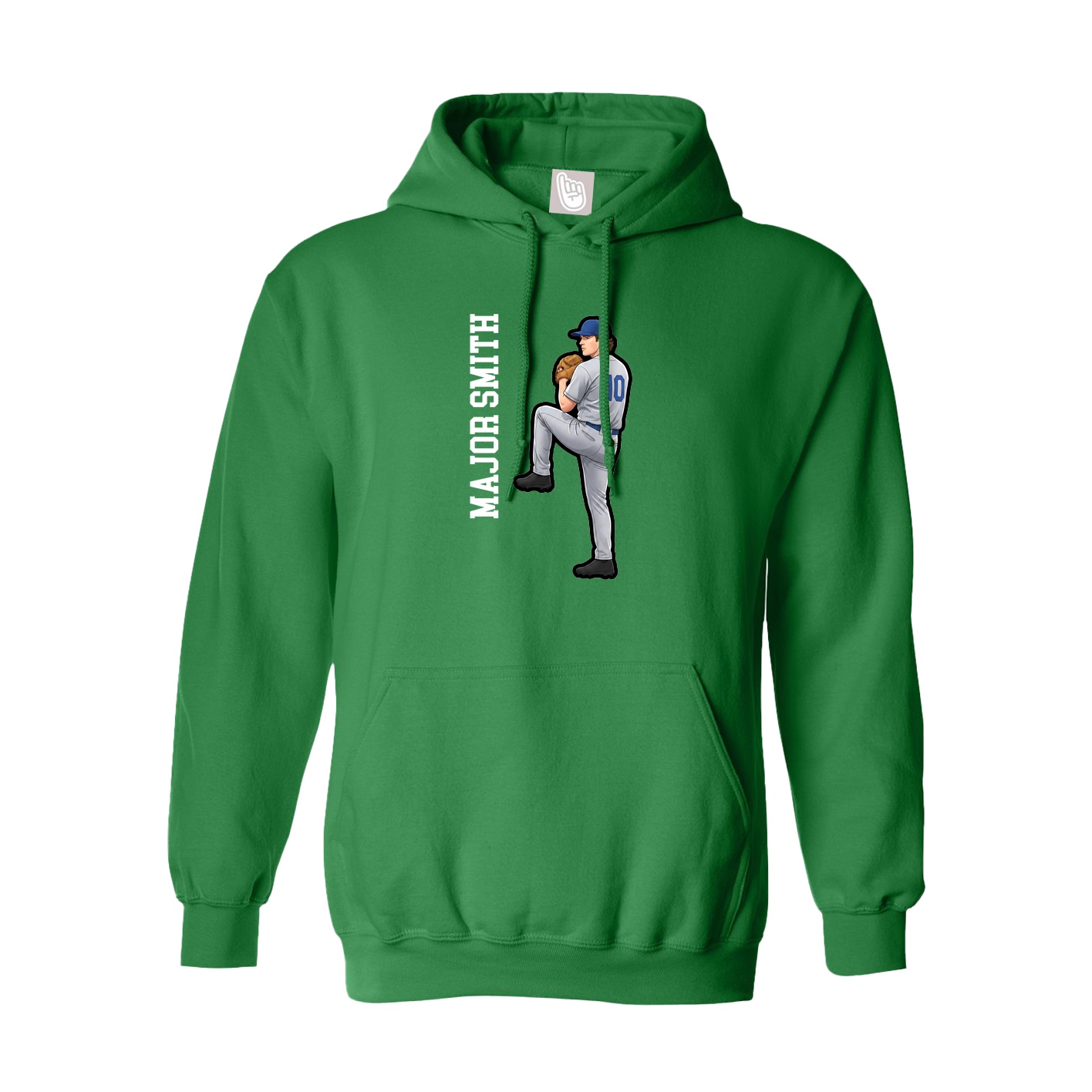 Youth Hoodie — Name Vertical in Green